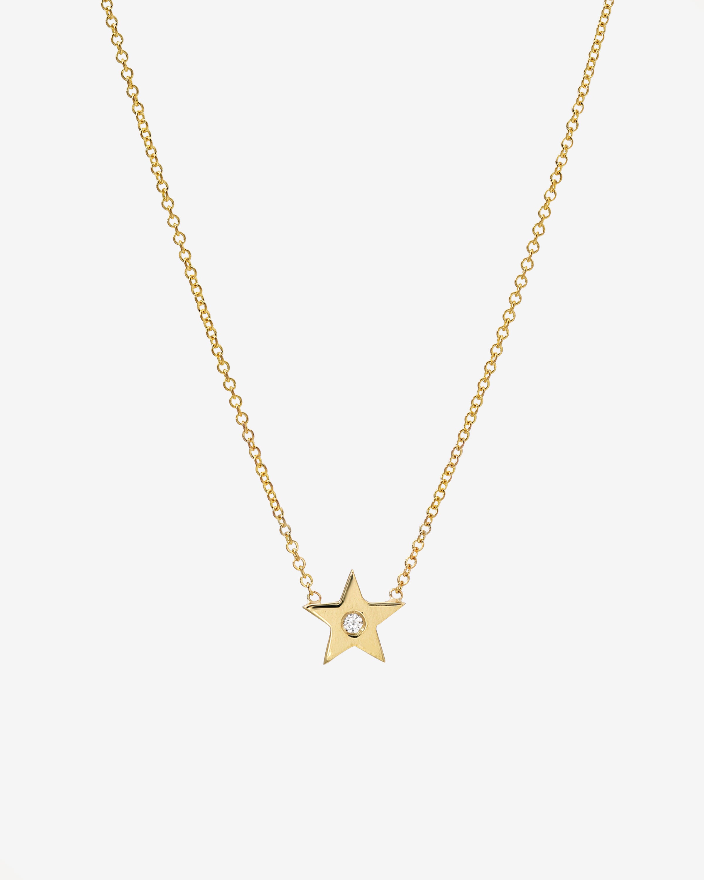Kids 14k Gold Star with Tiny Diamond Necklace Kids Zoe Lev Jewelry