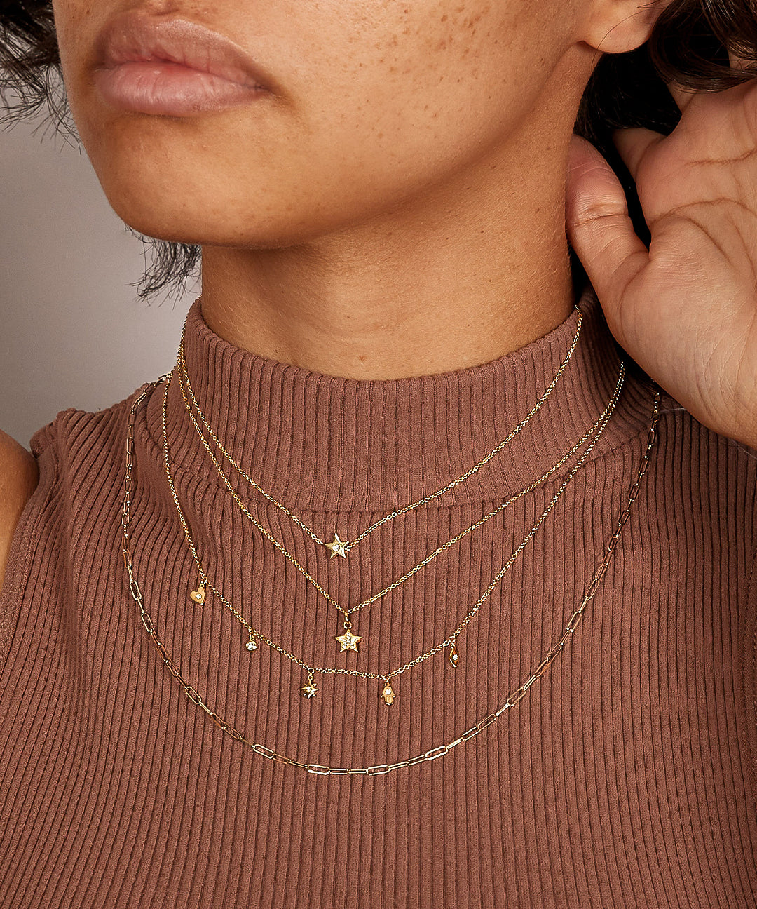 Kids 14k Gold Star with Tiny Diamond Necklace Kids Zoe Lev Jewelry