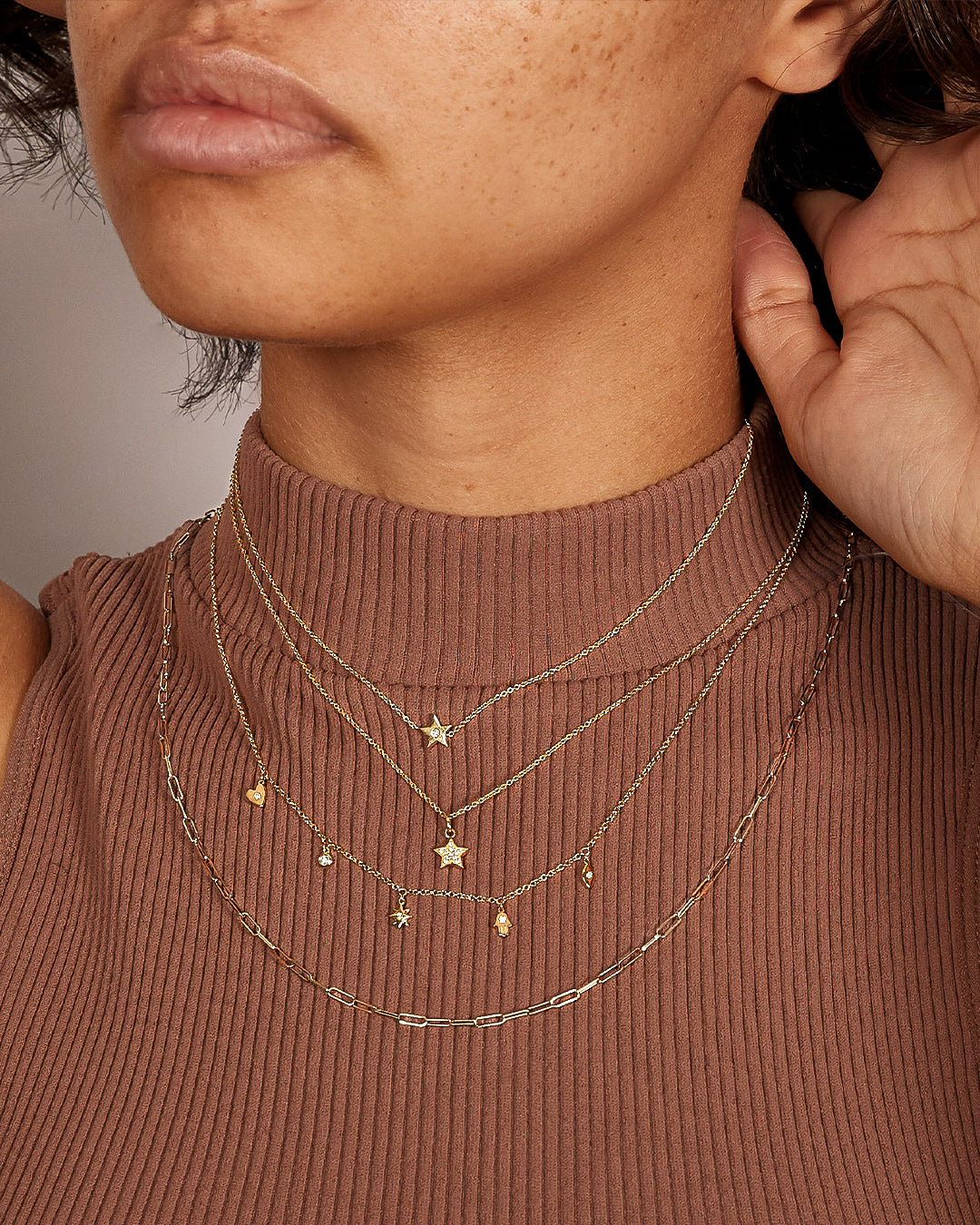 Kids 14k Gold Star with Tiny Diamond Necklace Kids Zoe Lev Jewelry