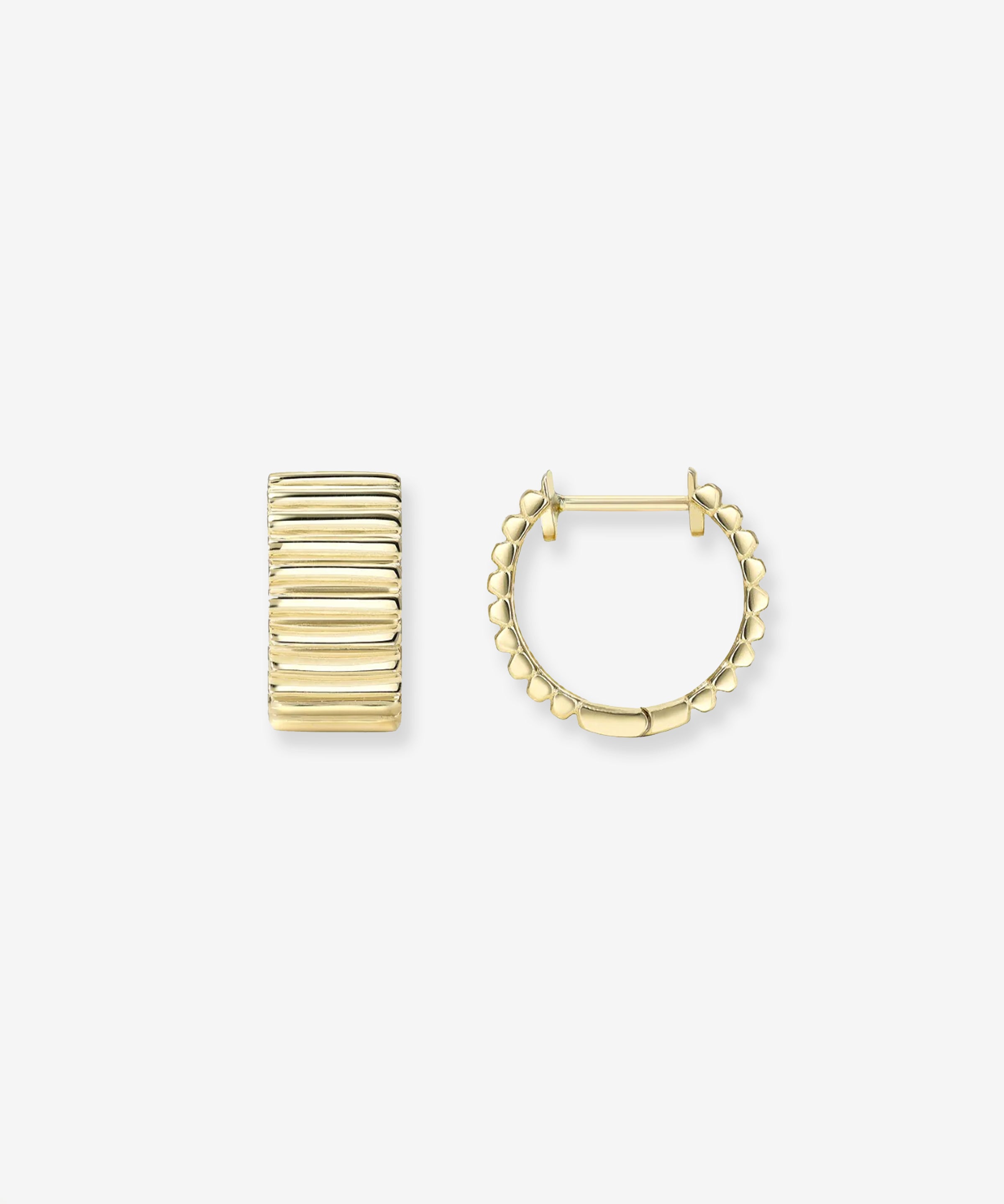 14K Gold Thick Notched Huggies Hoops & Huggies Zoe Lev Jewelry