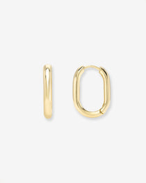 14k Gold Thick Oval Hoop Earrings Hoops & Huggies Zoe Lev Jewelry