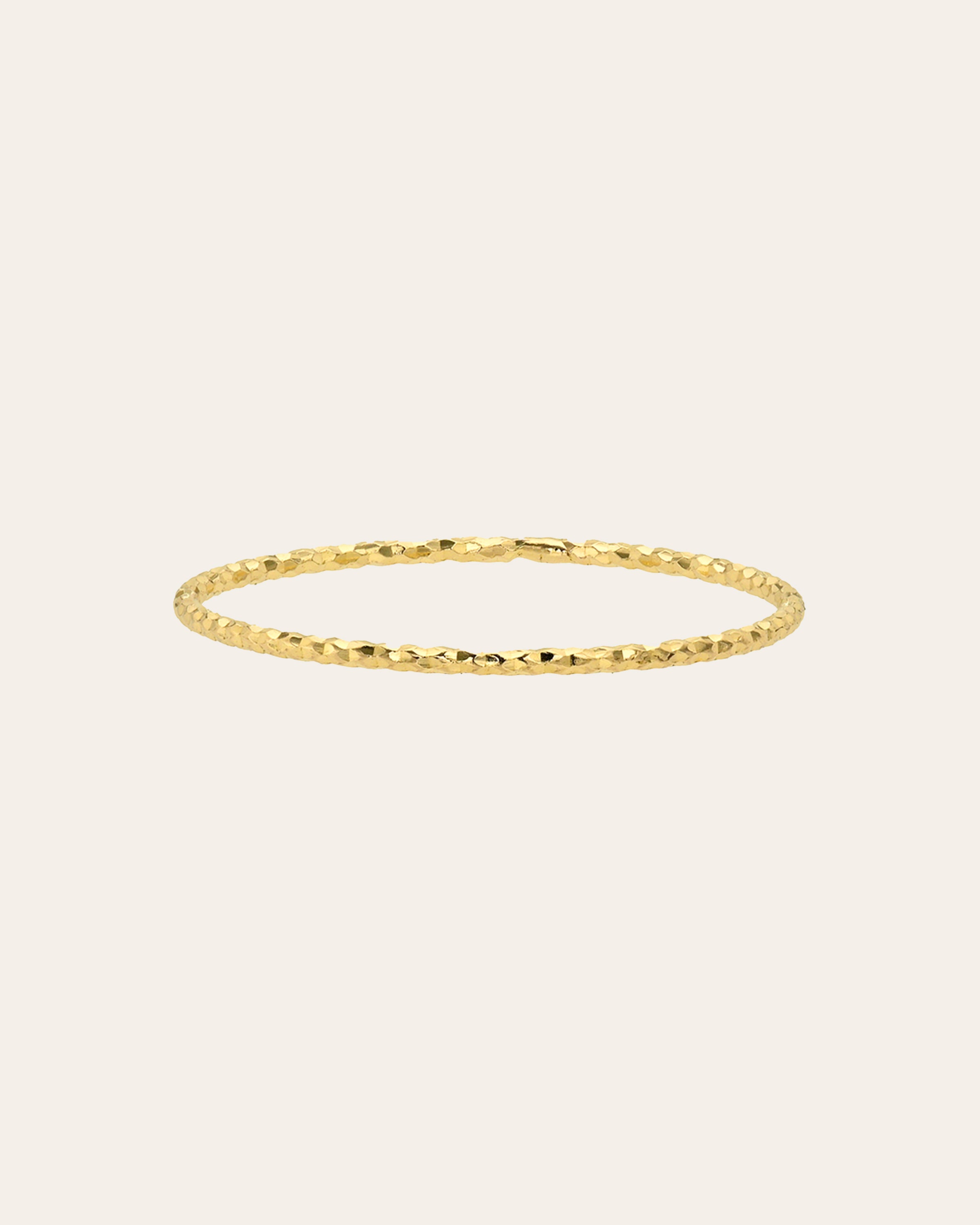 14K Gold Thin Diamond Cut Stacking Ring SAMPLE SALE Zoe Lev Jewelry