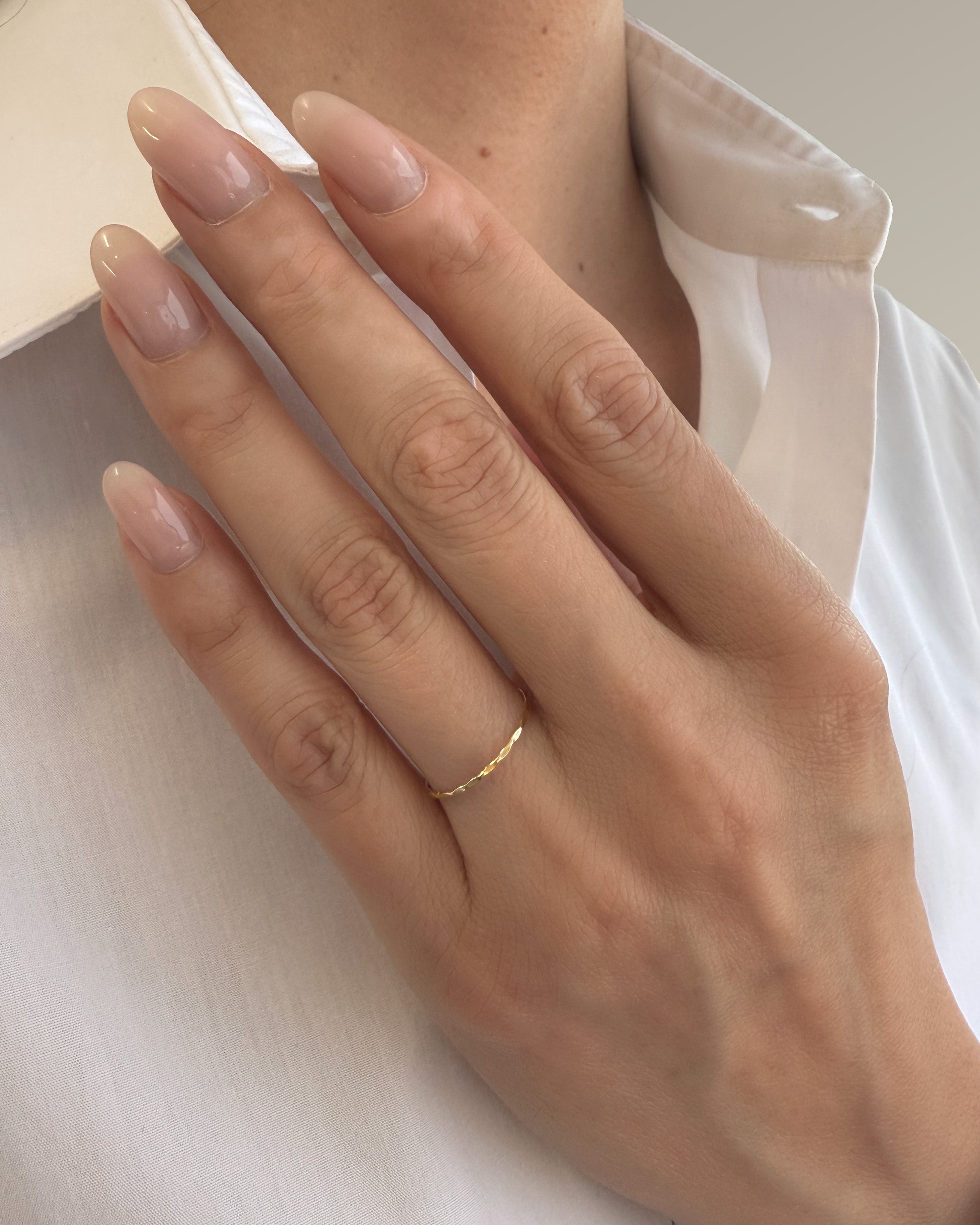 14K Gold Thin Hammered Stacking Ring SAMPLE SALE Zoe Lev Jewelry