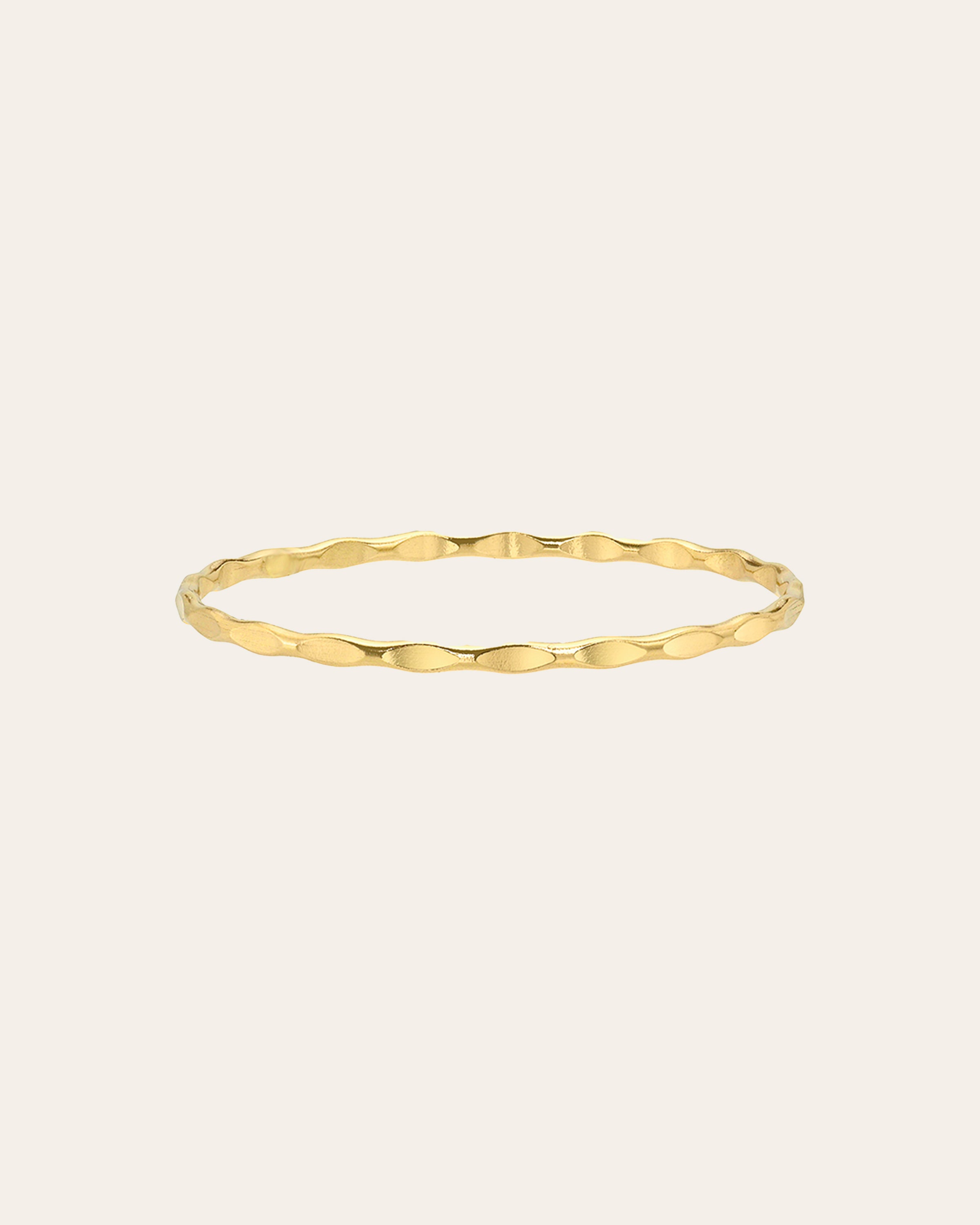 14K Gold Thin Hammered Stacking Ring SAMPLE SALE Zoe Lev Jewelry