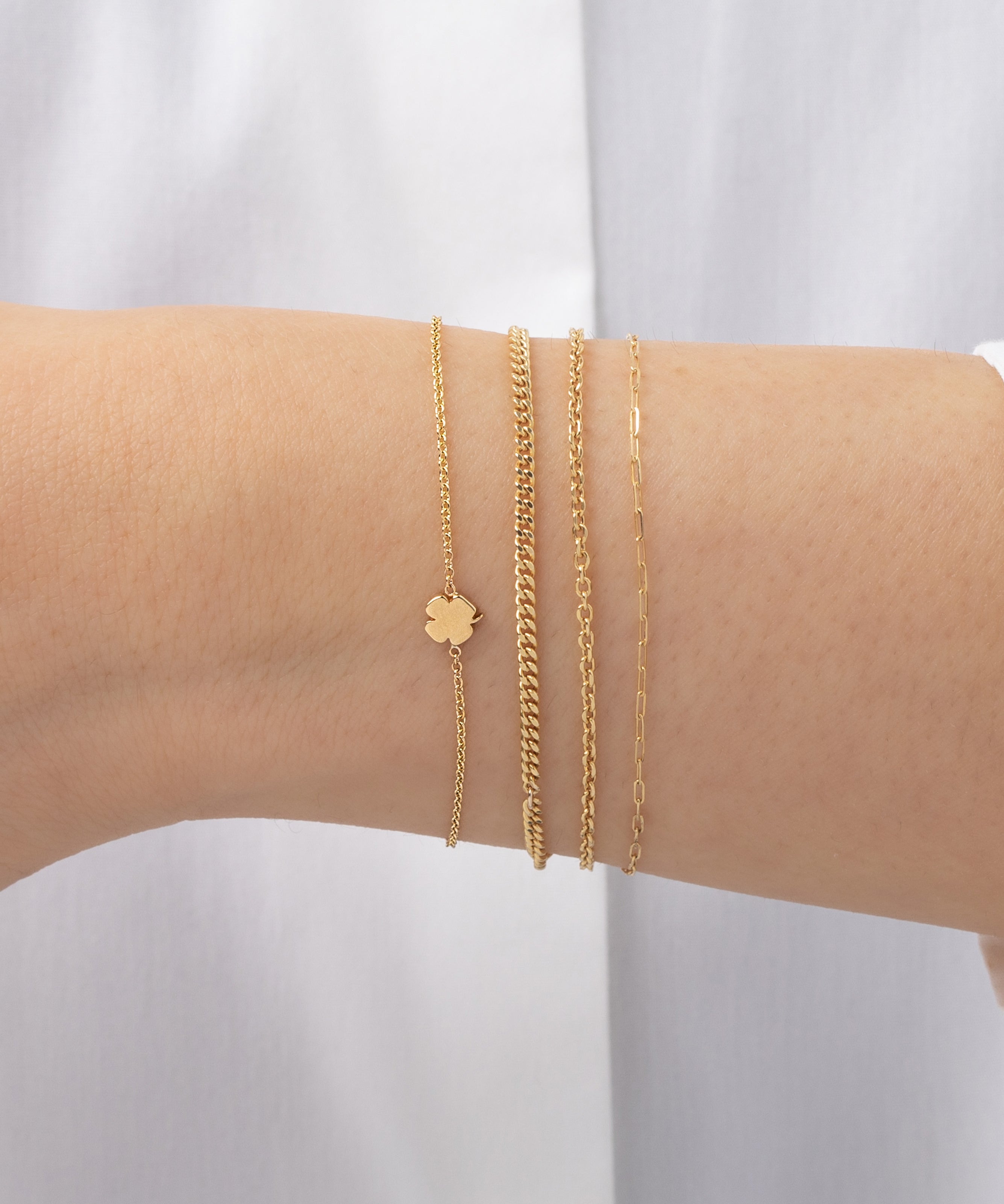 14k Gold Tiny Clover Bracelet Zoe Lev Jewelry