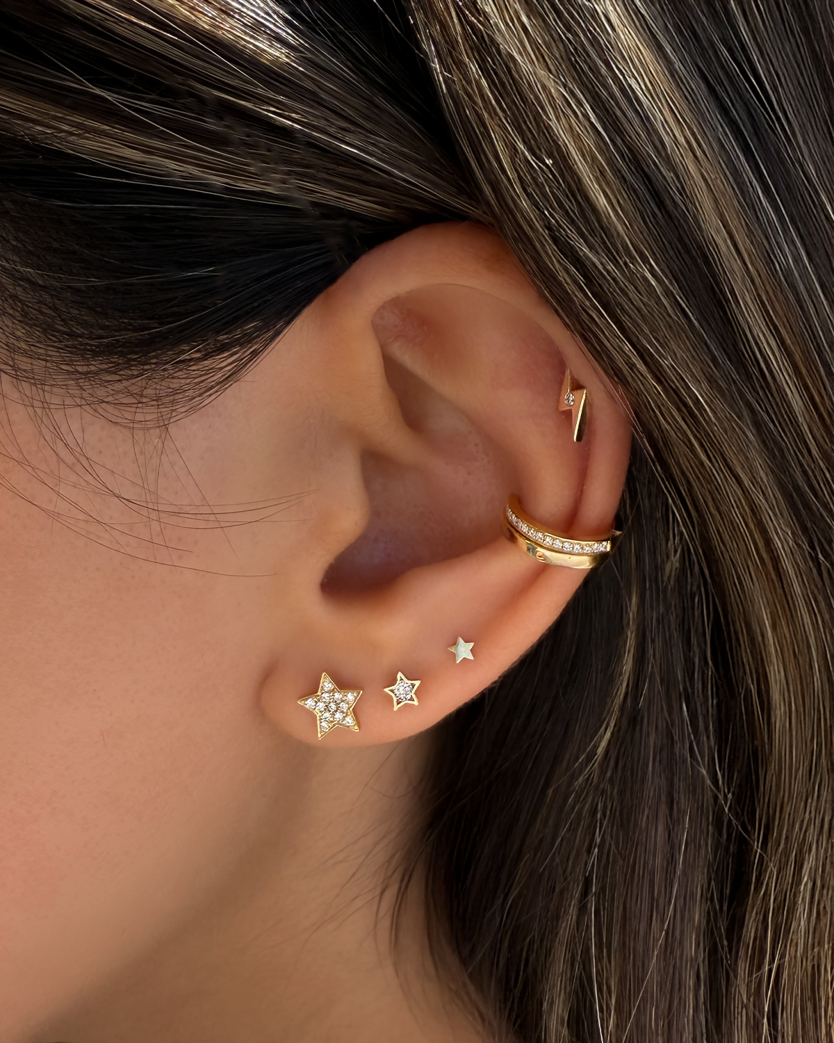 14k Gold Tiny Diamond Star Stud Earrings Studs Zoe Lev Jewelry