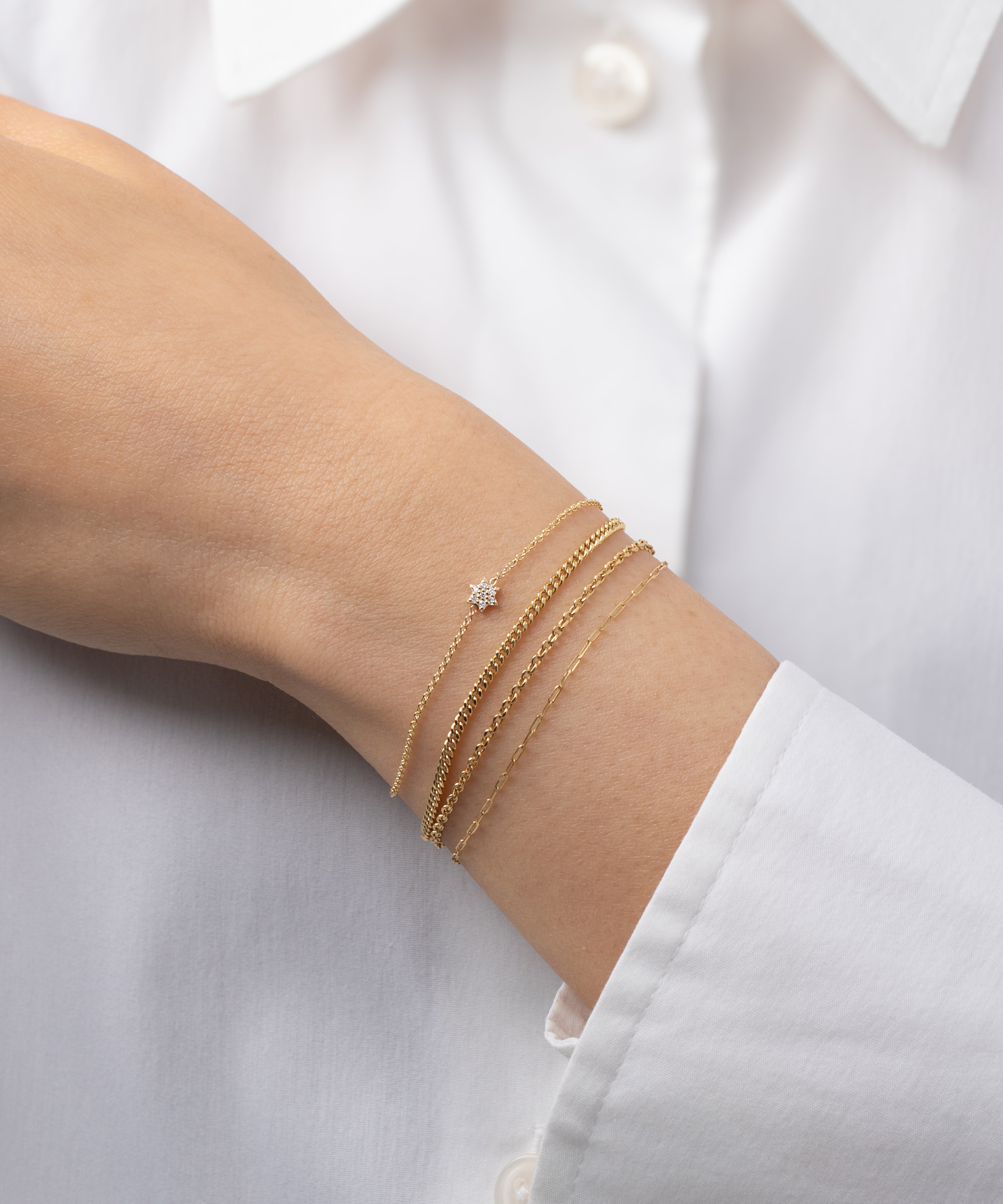14k Gold Tiny Diamond Star of David Bracelet Zoe Lev Jewelry