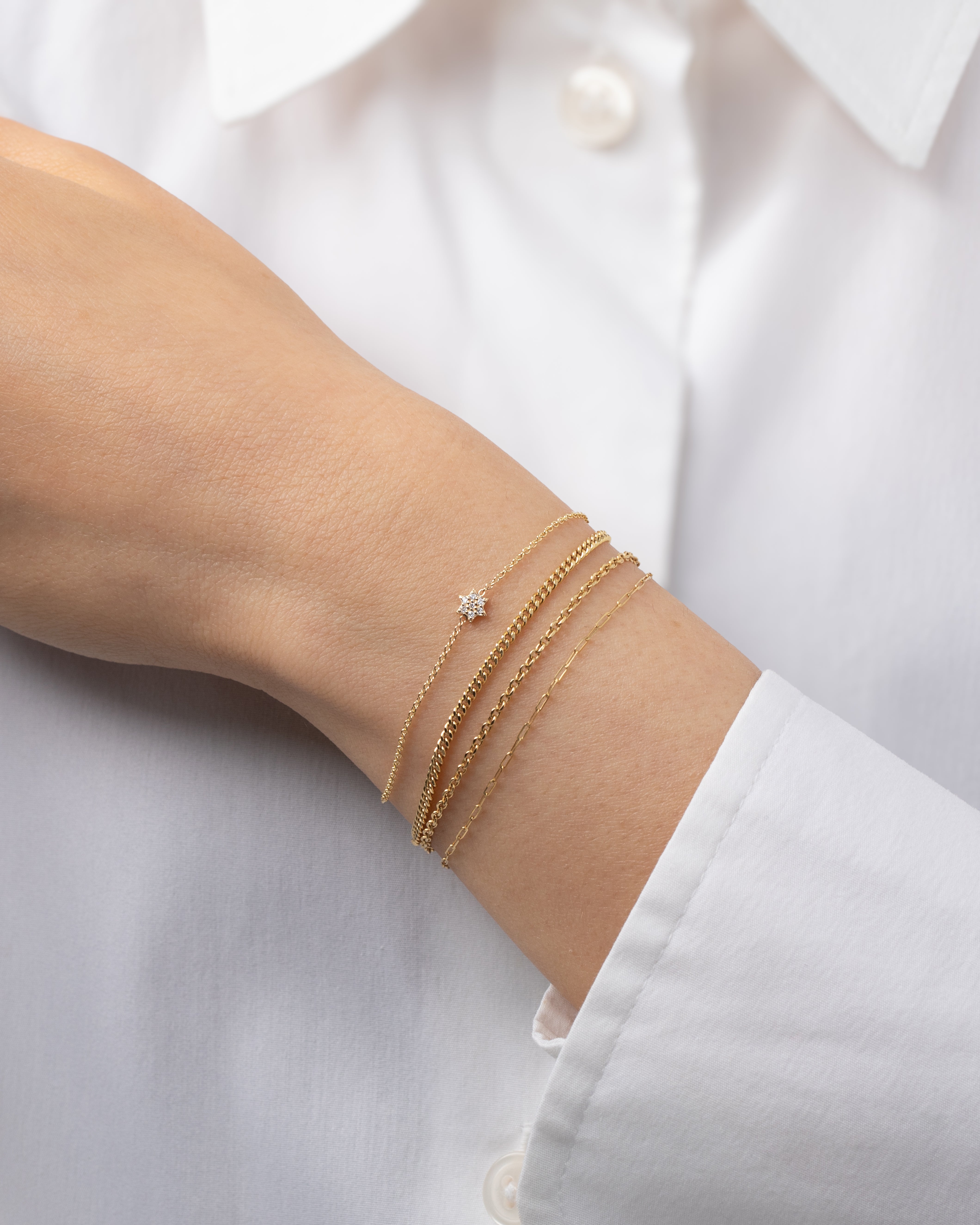 14k Gold Tiny Diamond Star of David Bracelet Zoe Lev Jewelry