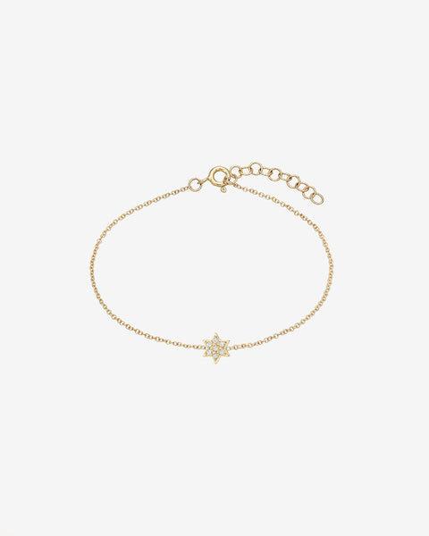 14k Gold Tiny Diamond Star of David Bracelet