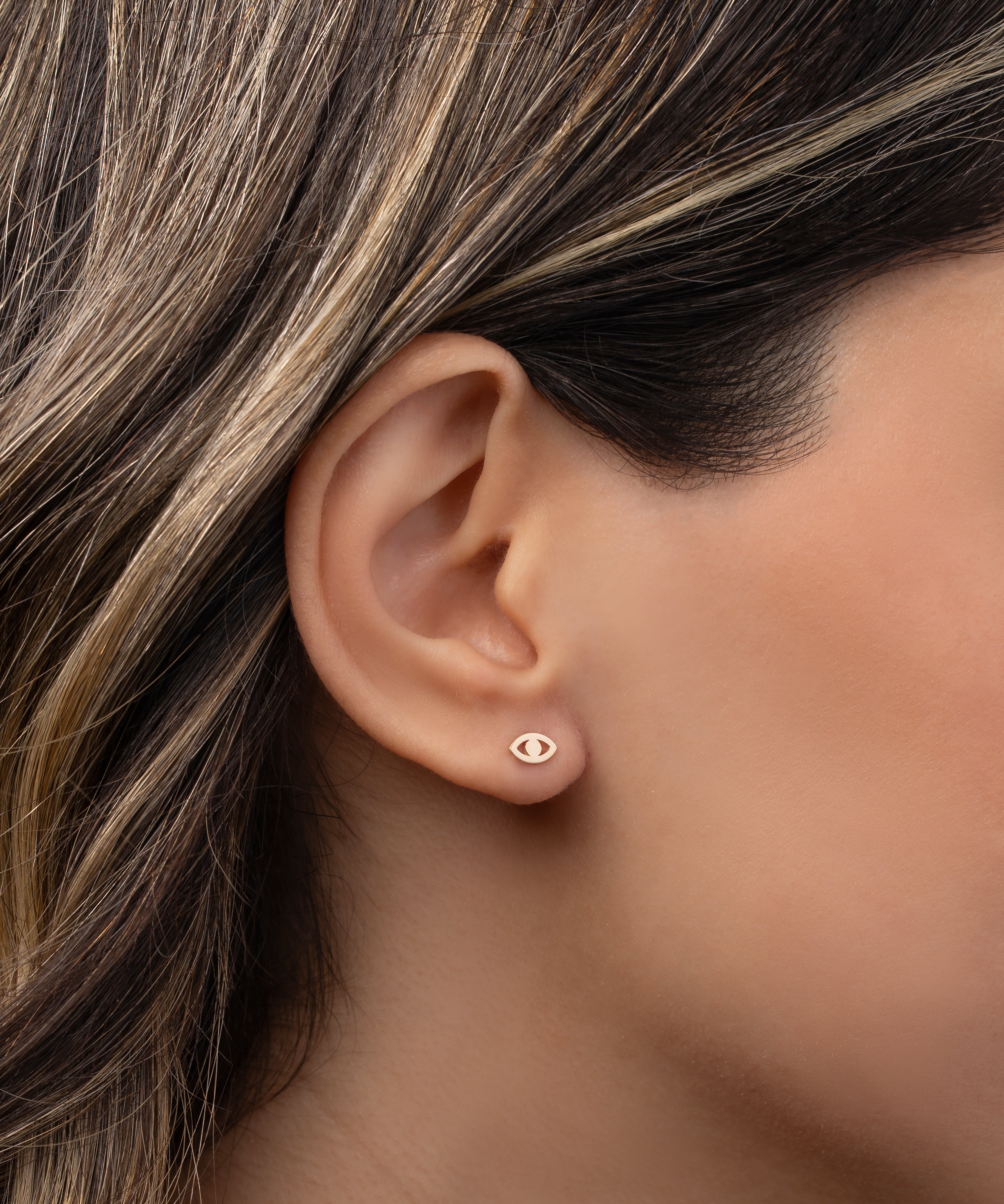 14k Gold Tiny Evil Eye Stud Earring Zoe Lev Jewelry