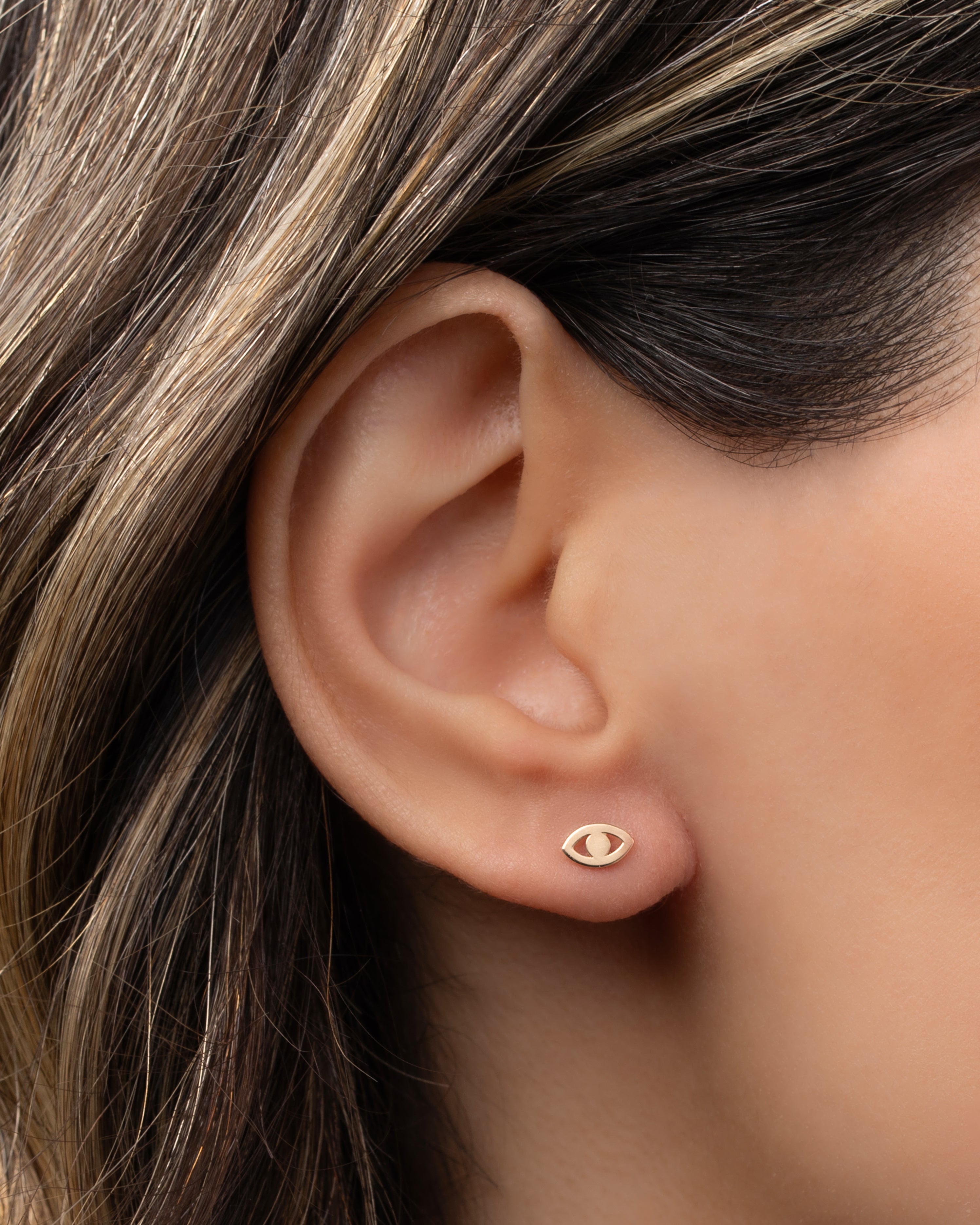 14k Gold Tiny Evil Eye Stud Earring1