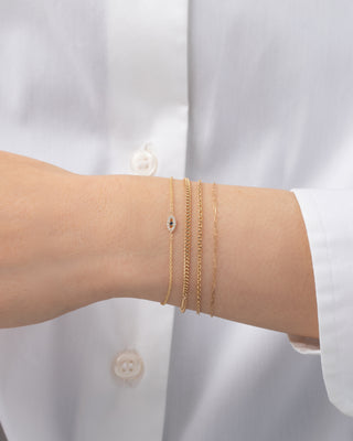 14k Gold Tiny Evil Eye with Diamonds Bracelet