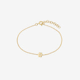 14k Gold Tiny Flower with Diamond Anklet Zoe Lev Jewelry