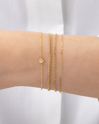 14k Gold Tiny Hamsa Bracelet with Diamond