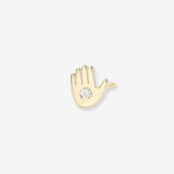 14k Gold Tiny Hamsa with Diamond Stud Earring Zoe Lev Jewelry