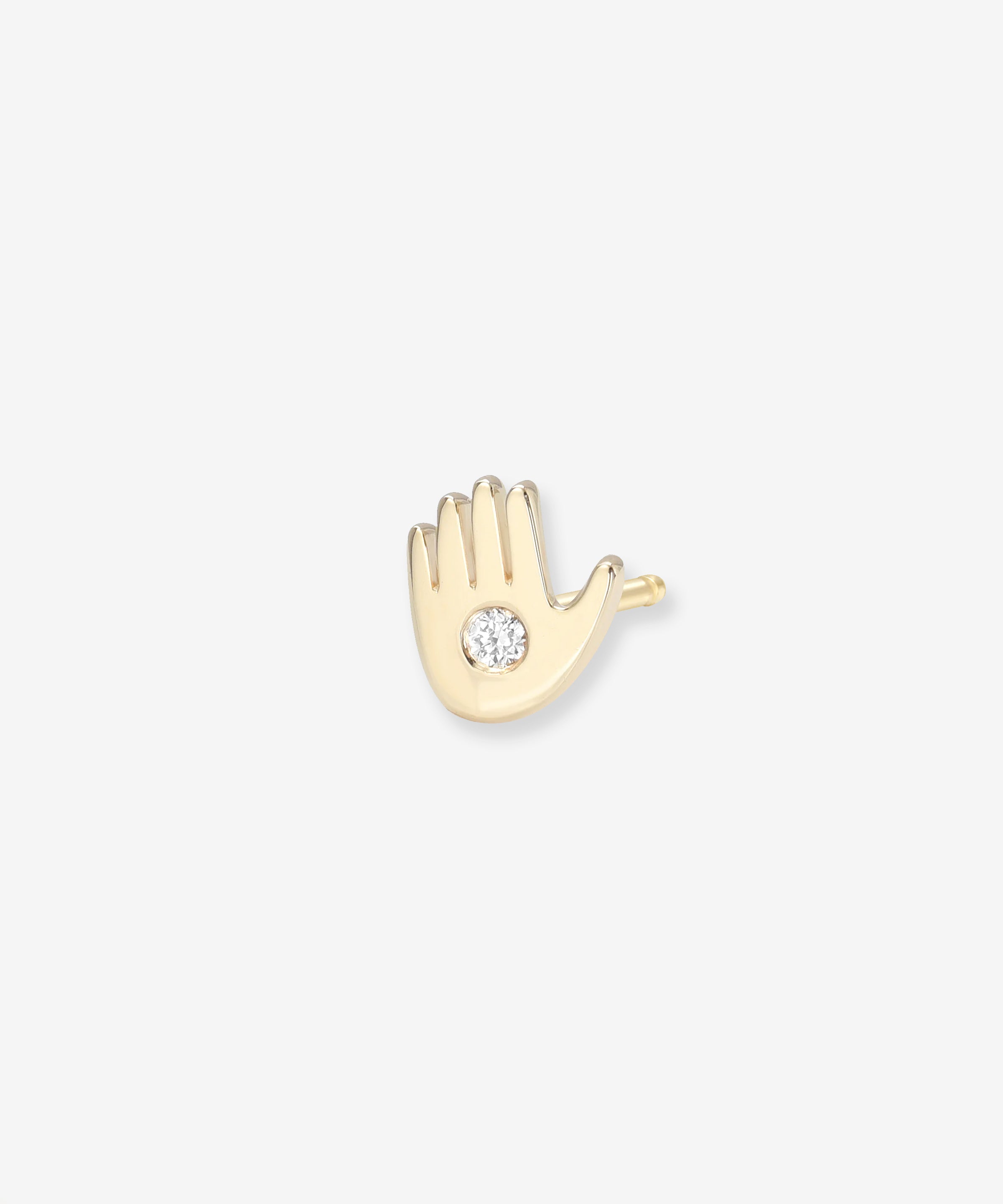 14k Gold Tiny Hamsa with Diamond Stud Earring Zoe Lev Jewelry