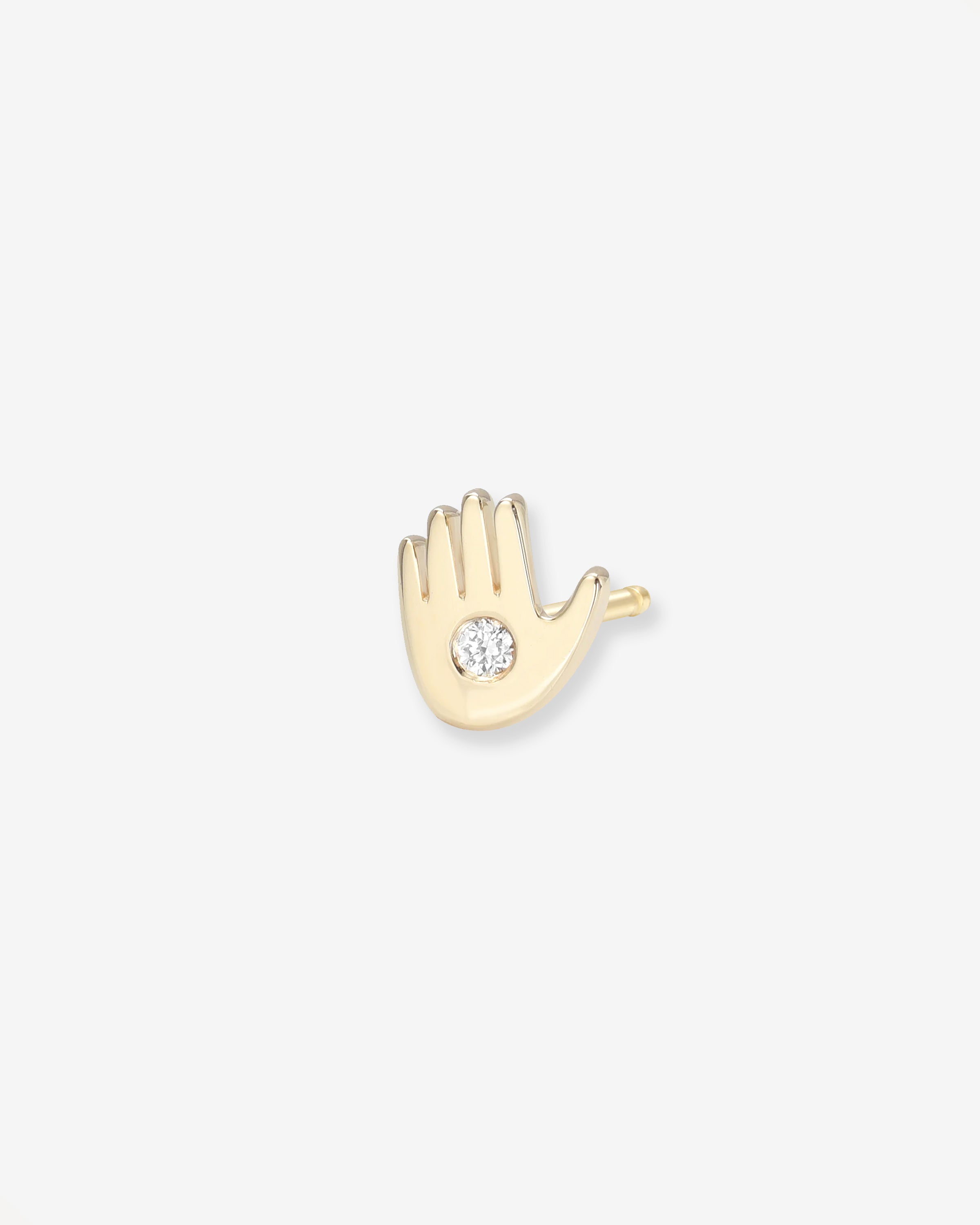 14k Gold Tiny Hamsa with Diamond Stud Earring Zoe Lev Jewelry