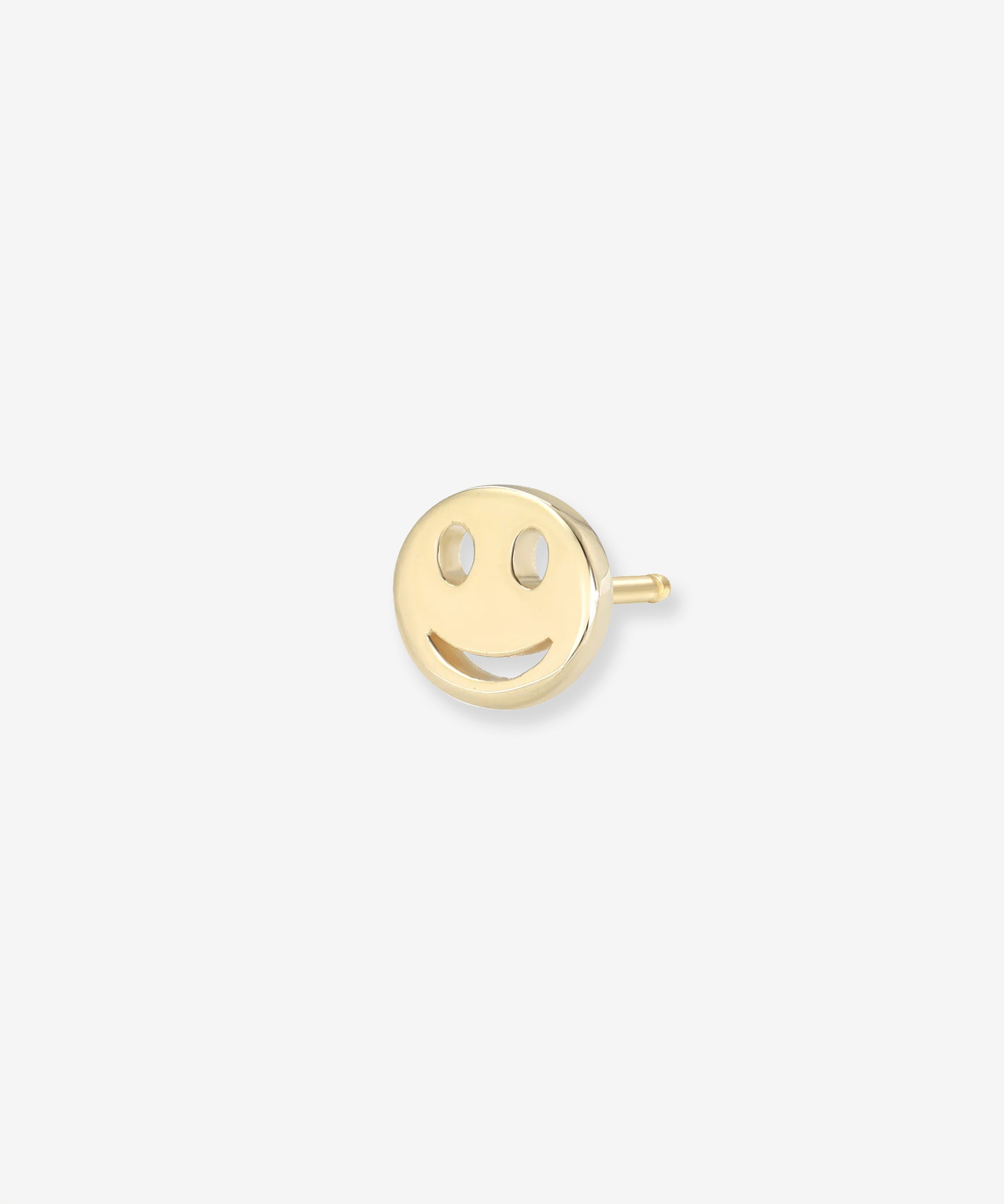 14k Gold Tiny Happy Emoji Stud Earring Zoe Lev Jewelry