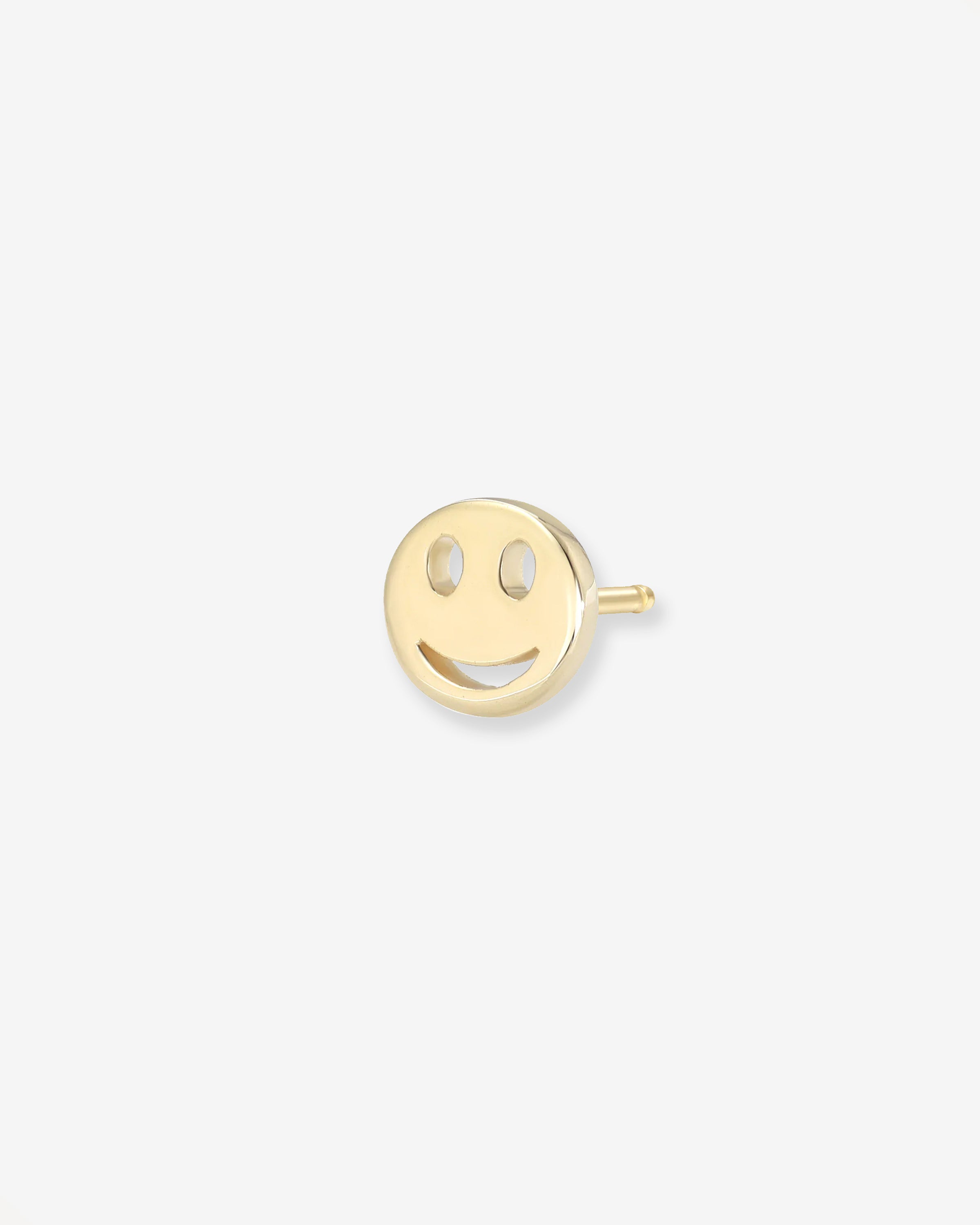 14k Gold Tiny Happy Emoji Stud Earring Zoe Lev Jewelry