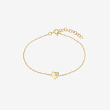 14k Gold Tiny Heart Bracelet with Diamond Zoe Lev Jewelry