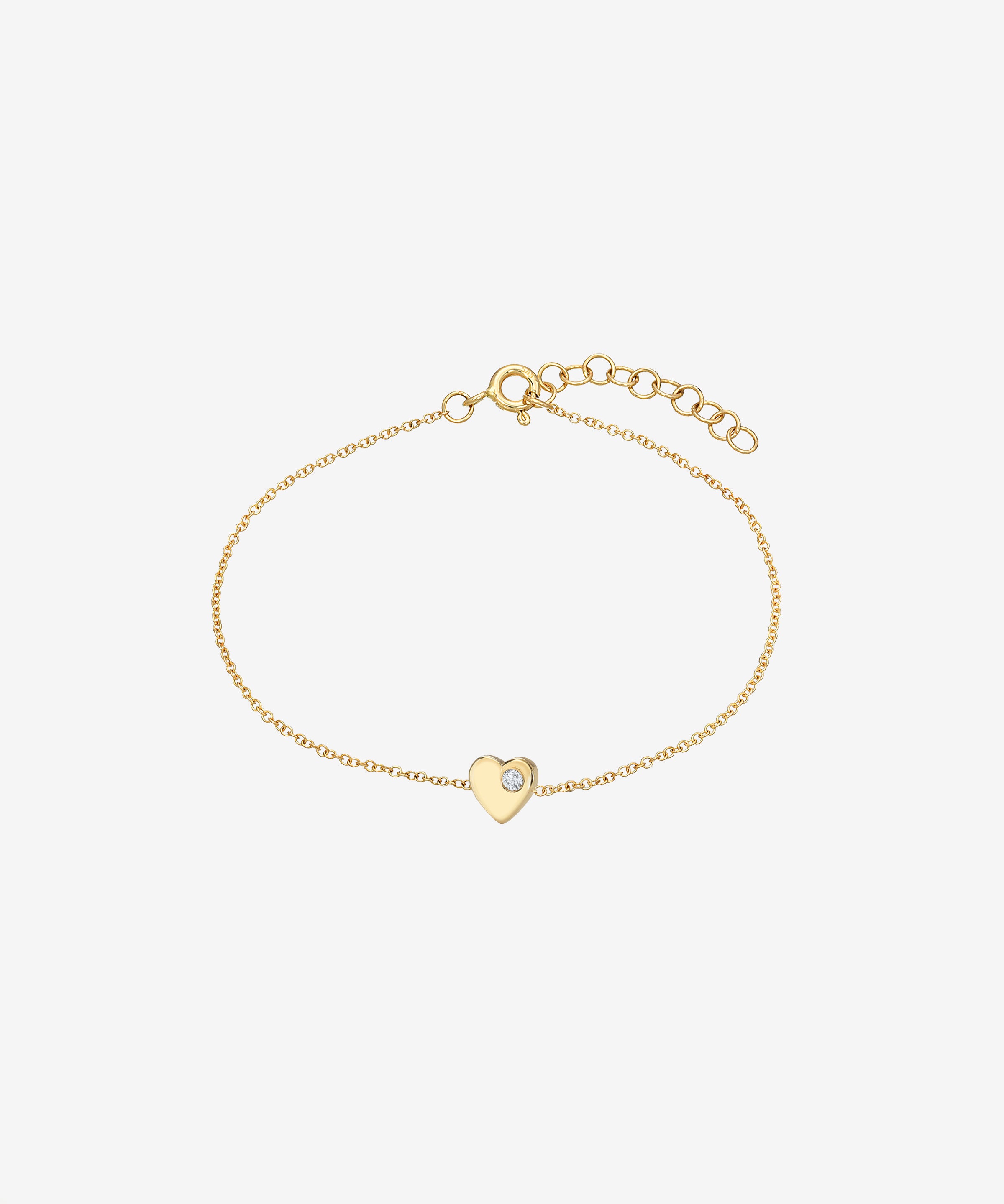 14k Gold Tiny Heart Bracelet with Diamond Zoe Lev Jewelry