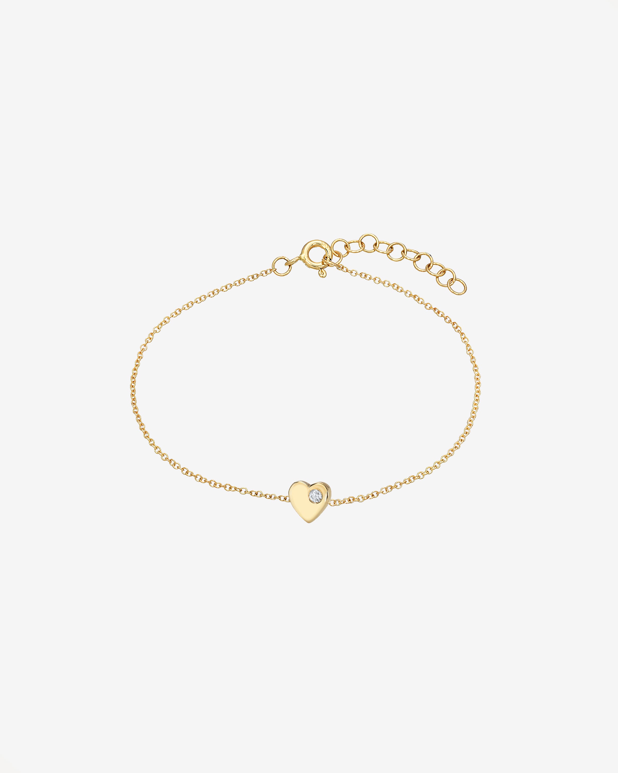14k Gold Tiny Heart Bracelet with Diamond Zoe Lev Jewelry