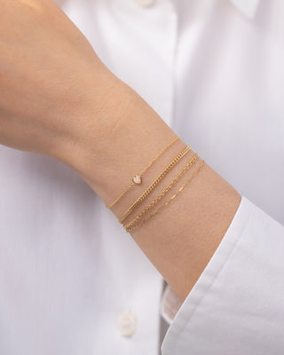 14k Gold Tiny Heart Bracelet with Diamond