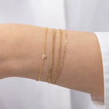 14k Gold Tiny Heart Bracelet with Diamond Zoe Lev Jewelry