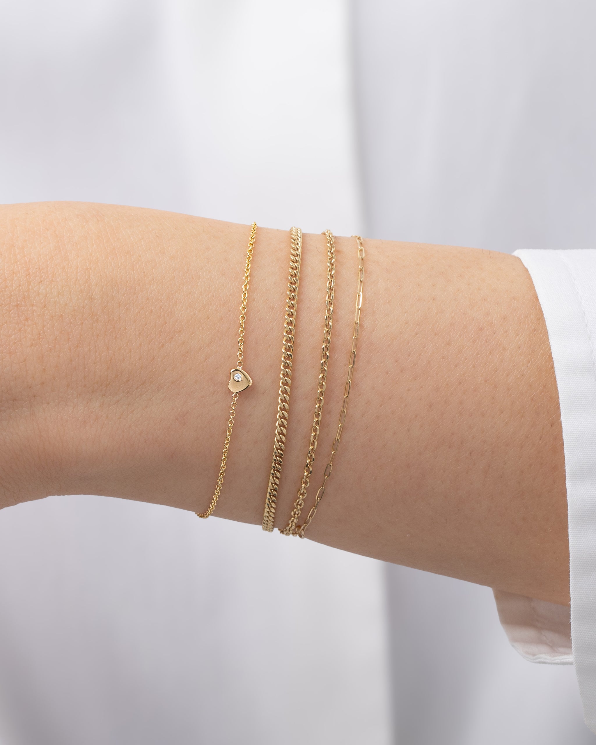14k Gold Tiny Heart Bracelet with Diamond - Zoe Lev Jewelry