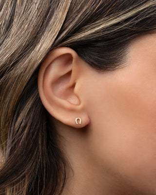 14k Gold Tiny Horseshoe Stud Earring