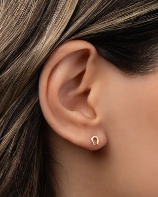 14k Gold Tiny Horseshoe Stud Earring