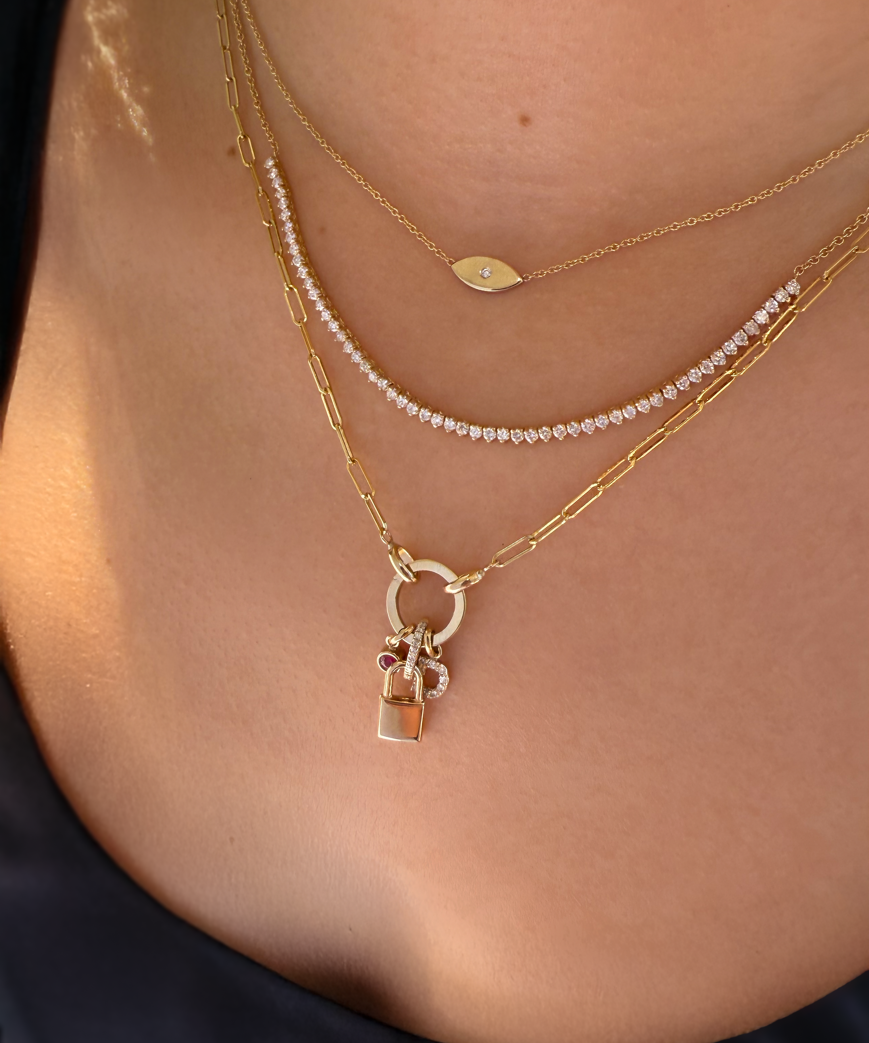 14k Gold Tiny Lock Pendant Zoe Lev Jewelry