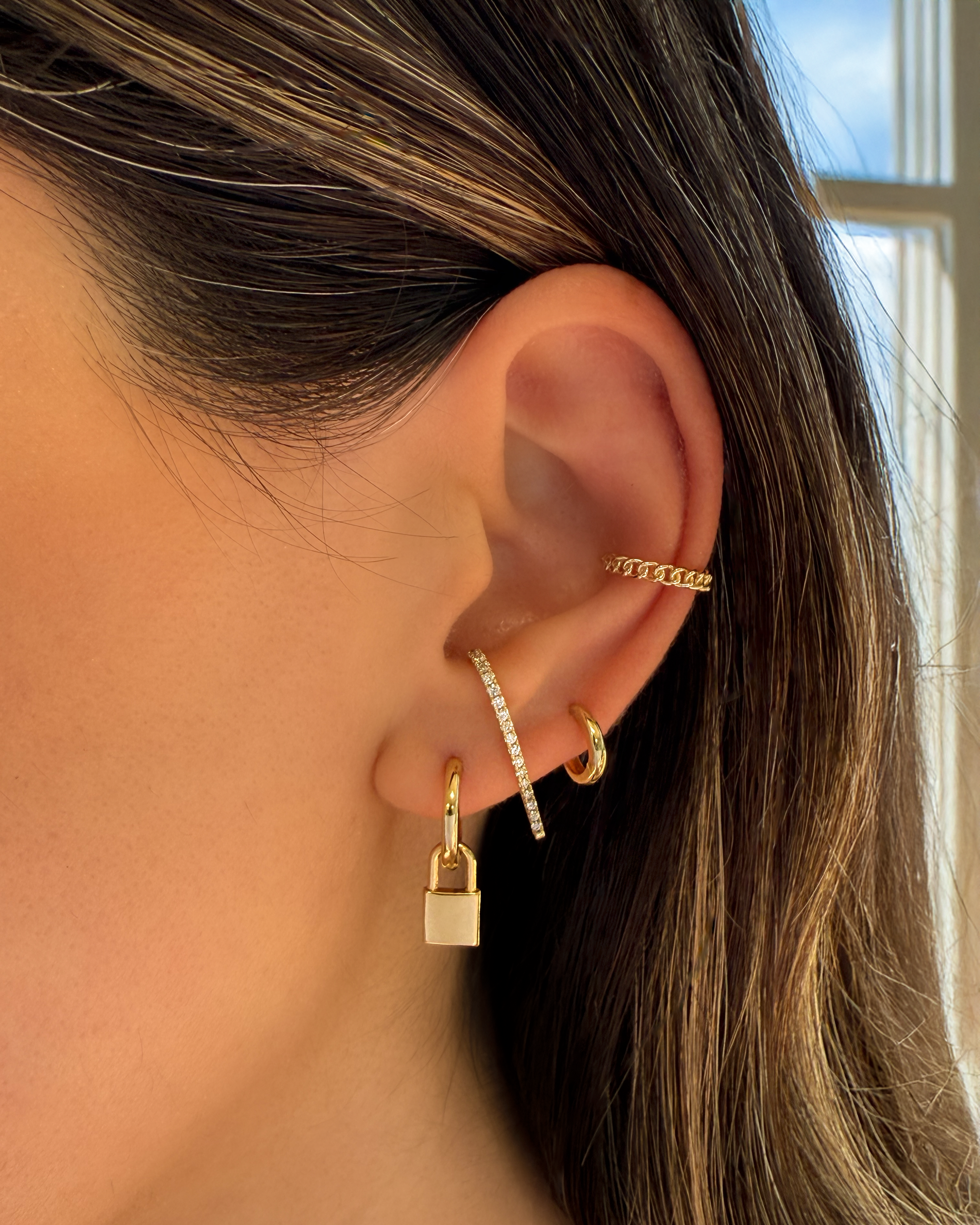 14k Gold Tiny Lock Pendant Zoe Lev Jewelry