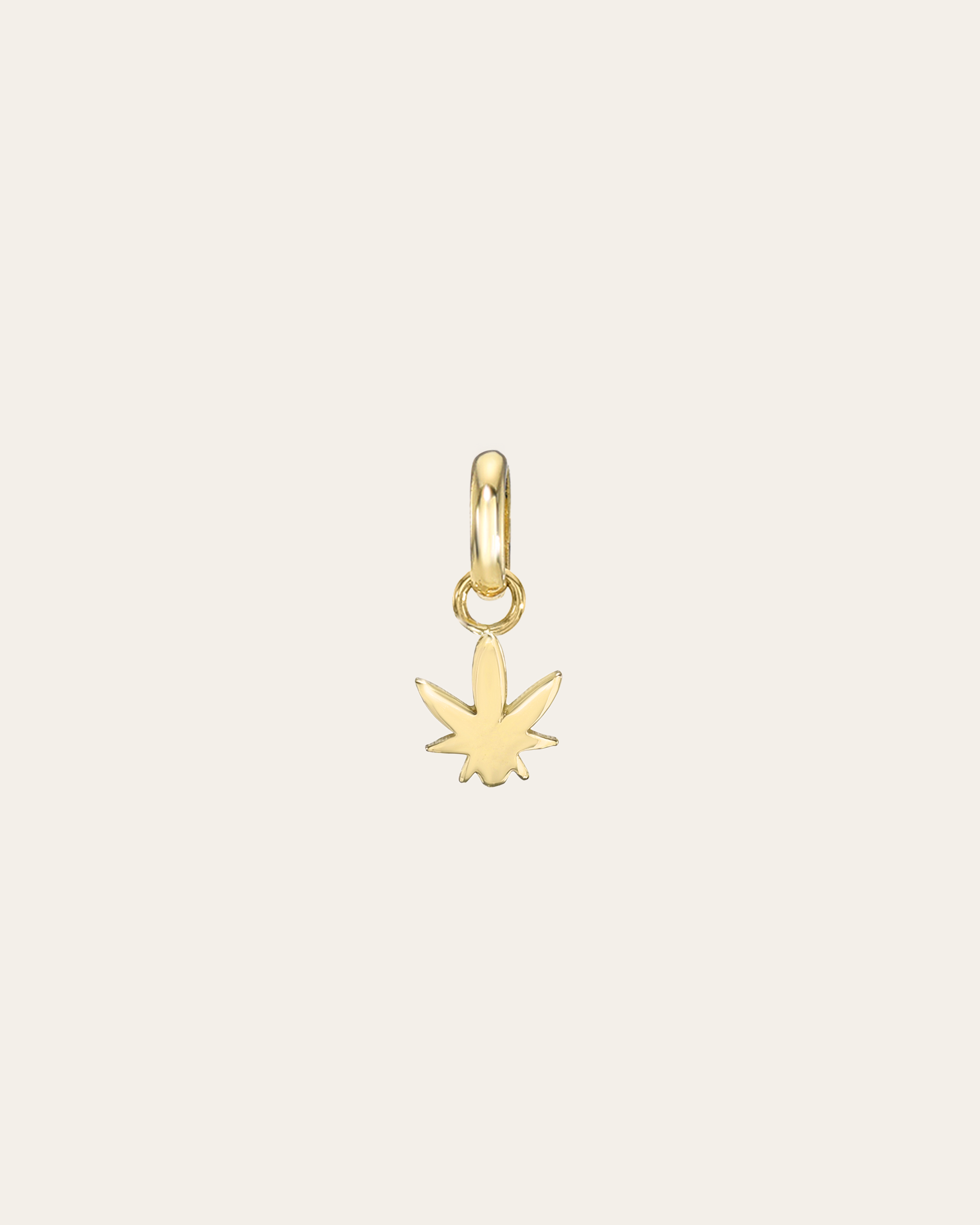 14k Gold Tiny Marijuana Leaf Pendant SAMPLE SALE Zoe Lev Jewelry