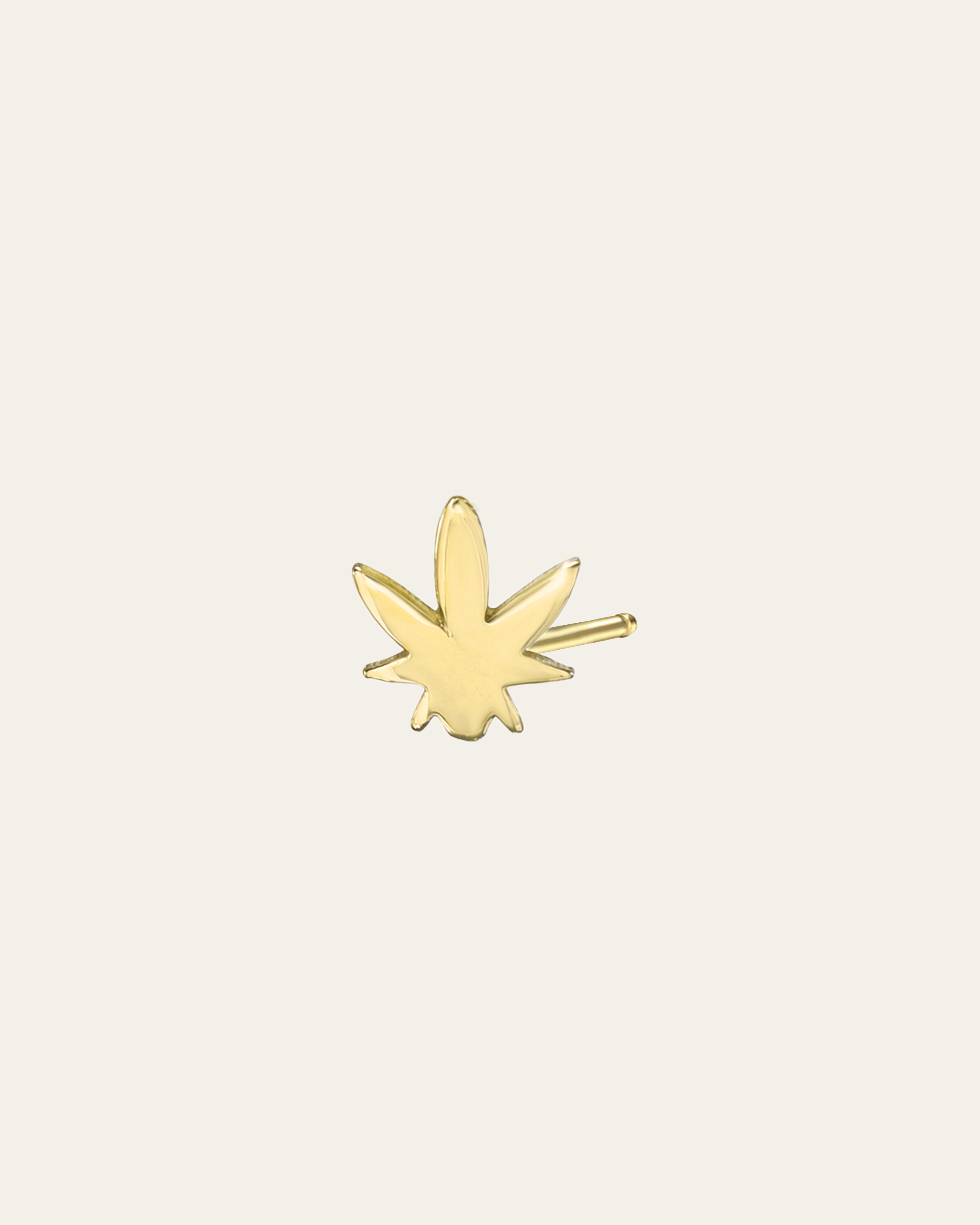 14k Gold Tiny Marijuana leaf Stud Earring - Single SAMPLE SALE Zoe Lev Jewelry