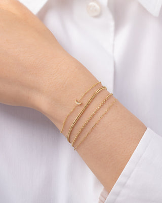 14k Gold Tiny Moon with Diamond Bracelet