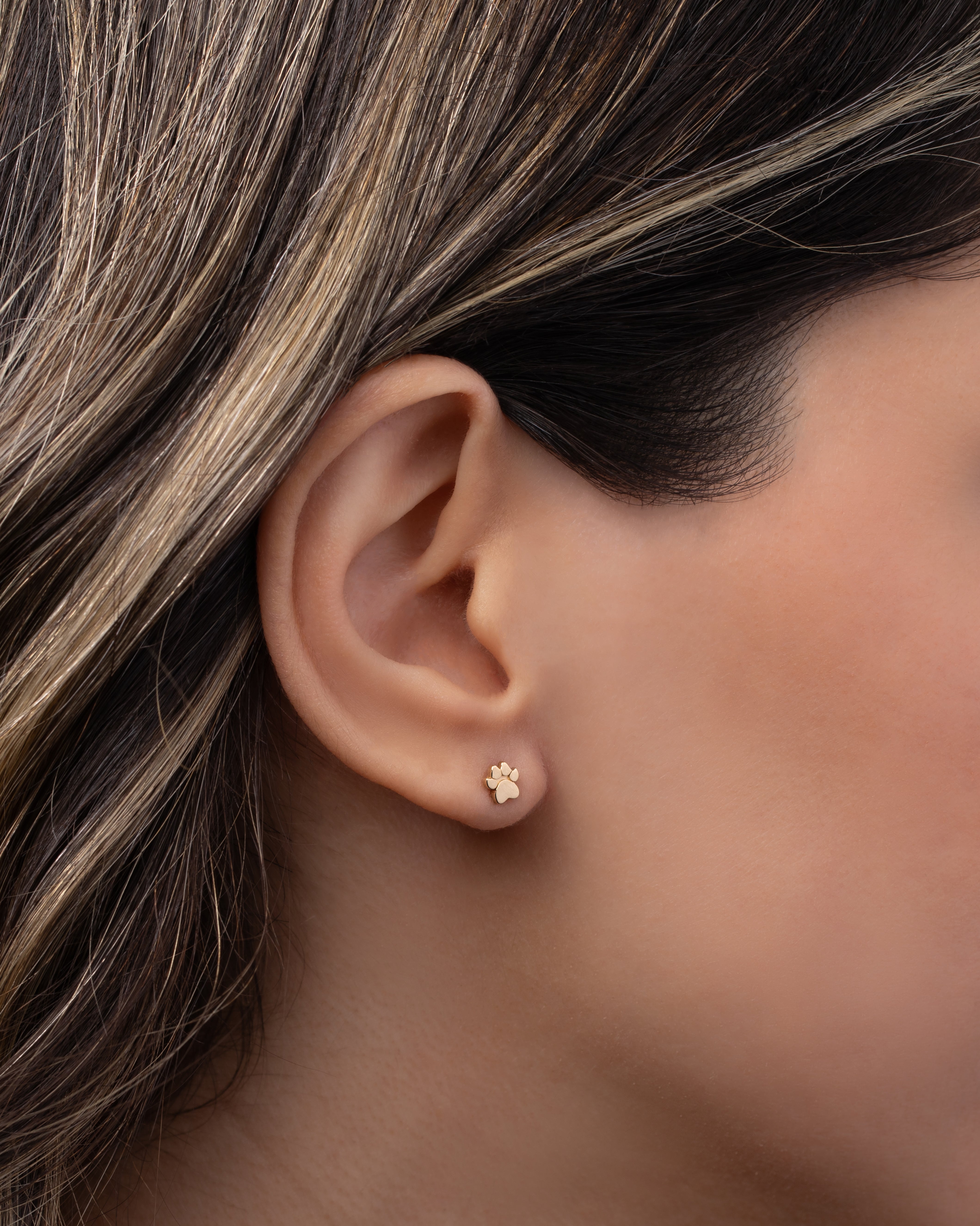 14k Gold Tiny Paw Stud Earring Zoe Lev Jewelry