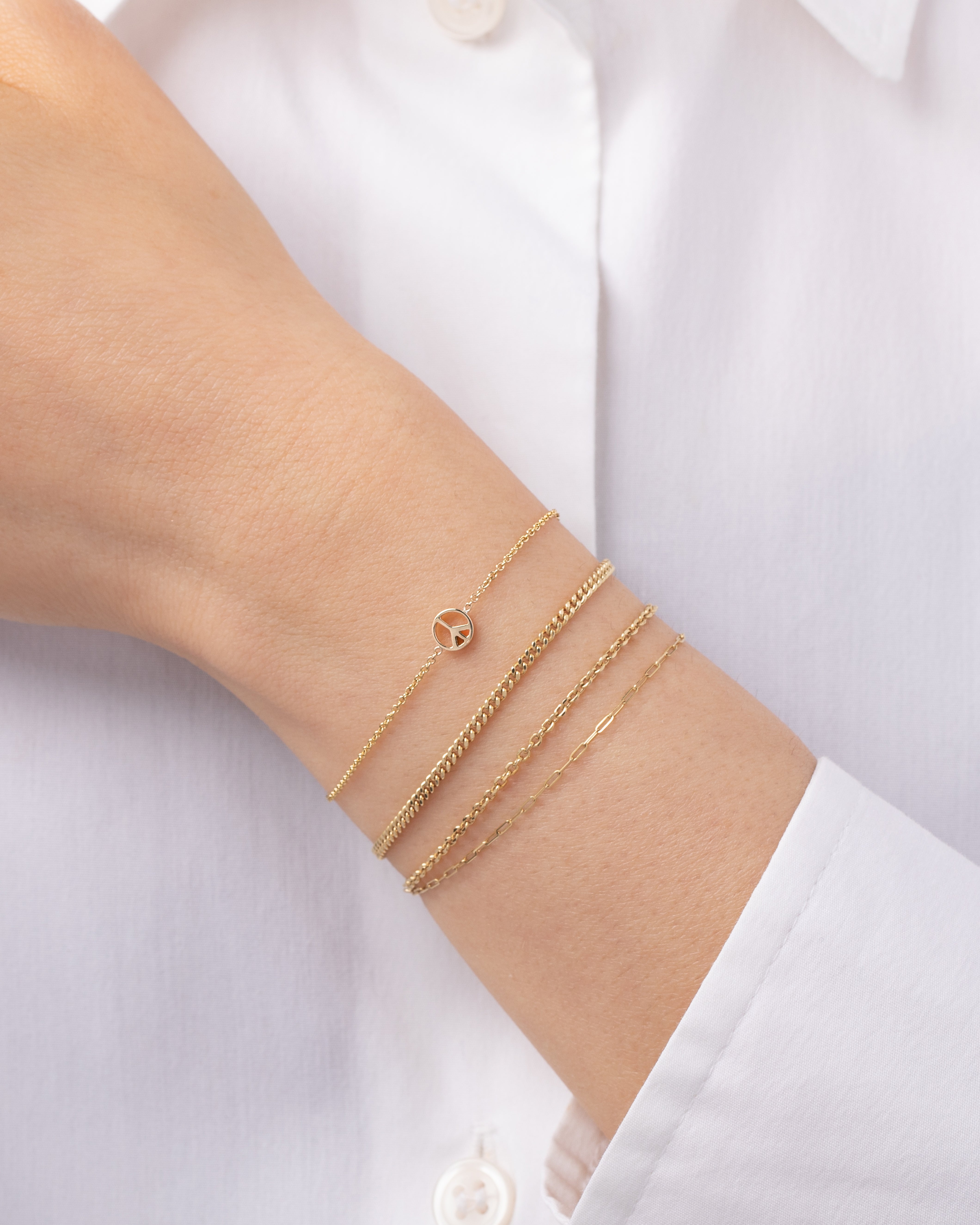 14k Gold Tiny Peace Bracelet Zoe Lev Jewelry
