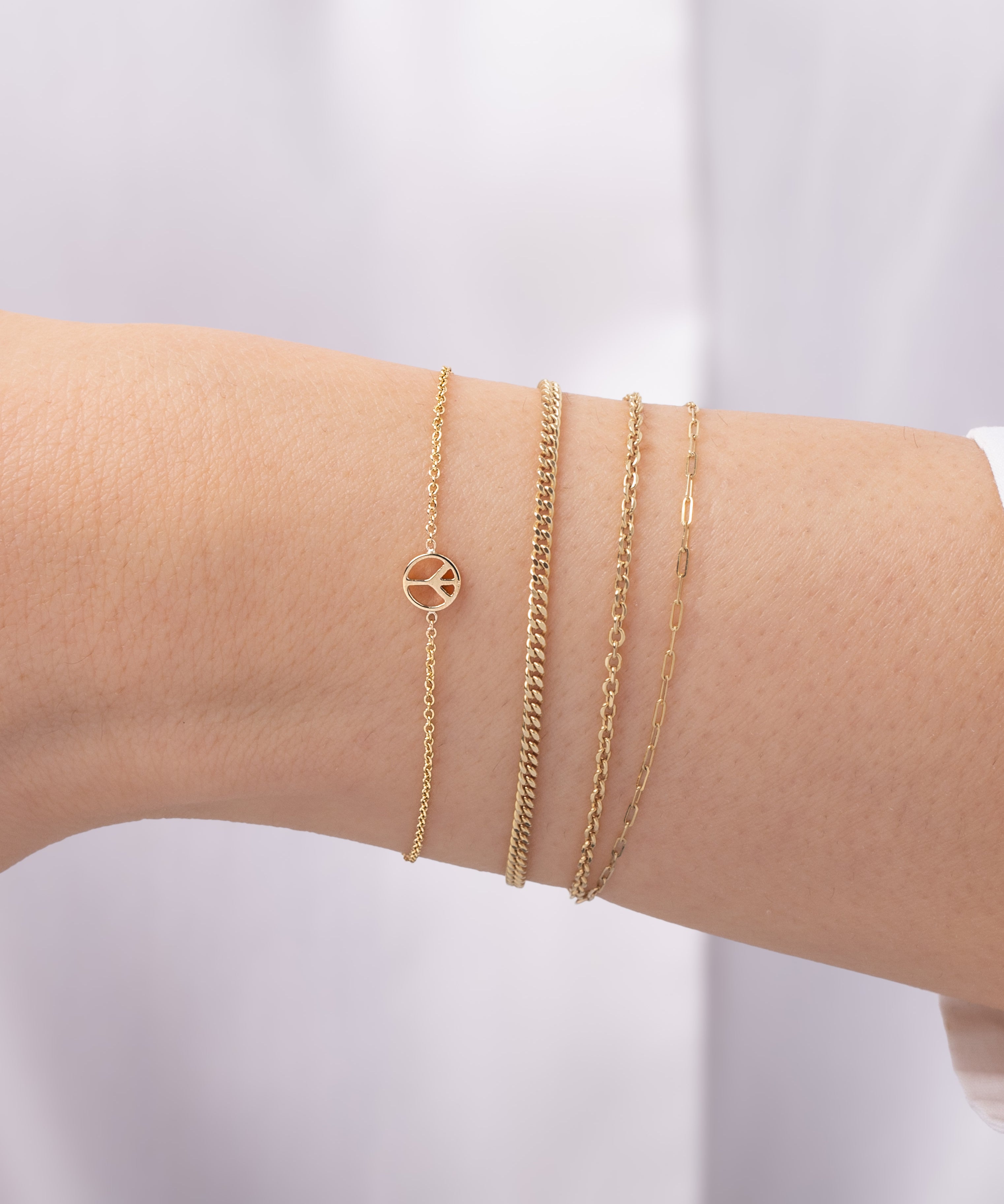 14k Gold Tiny Peace Bracelet Zoe Lev Jewelry