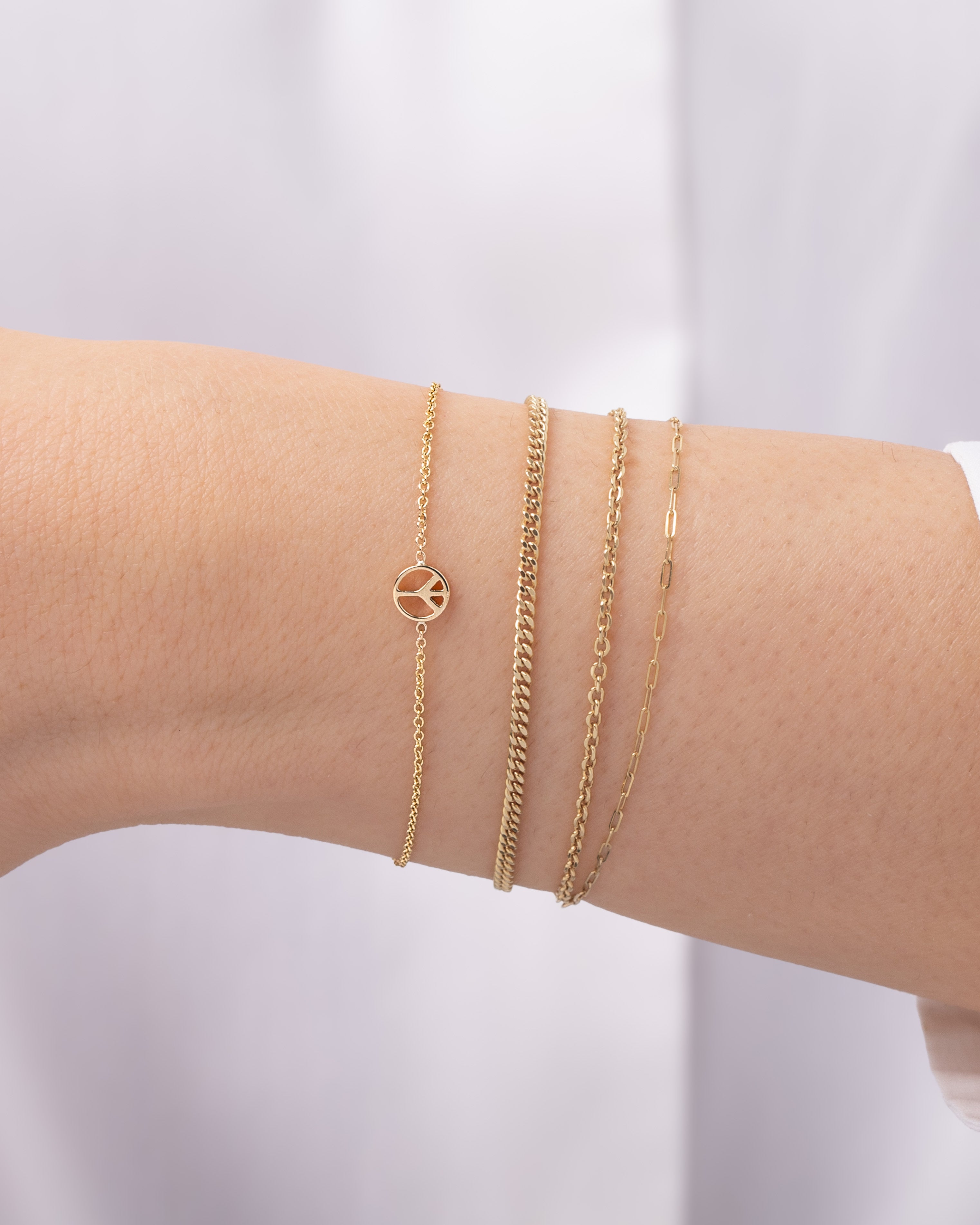 14k Gold Tiny Peace Bracelet Zoe Lev Jewelry
