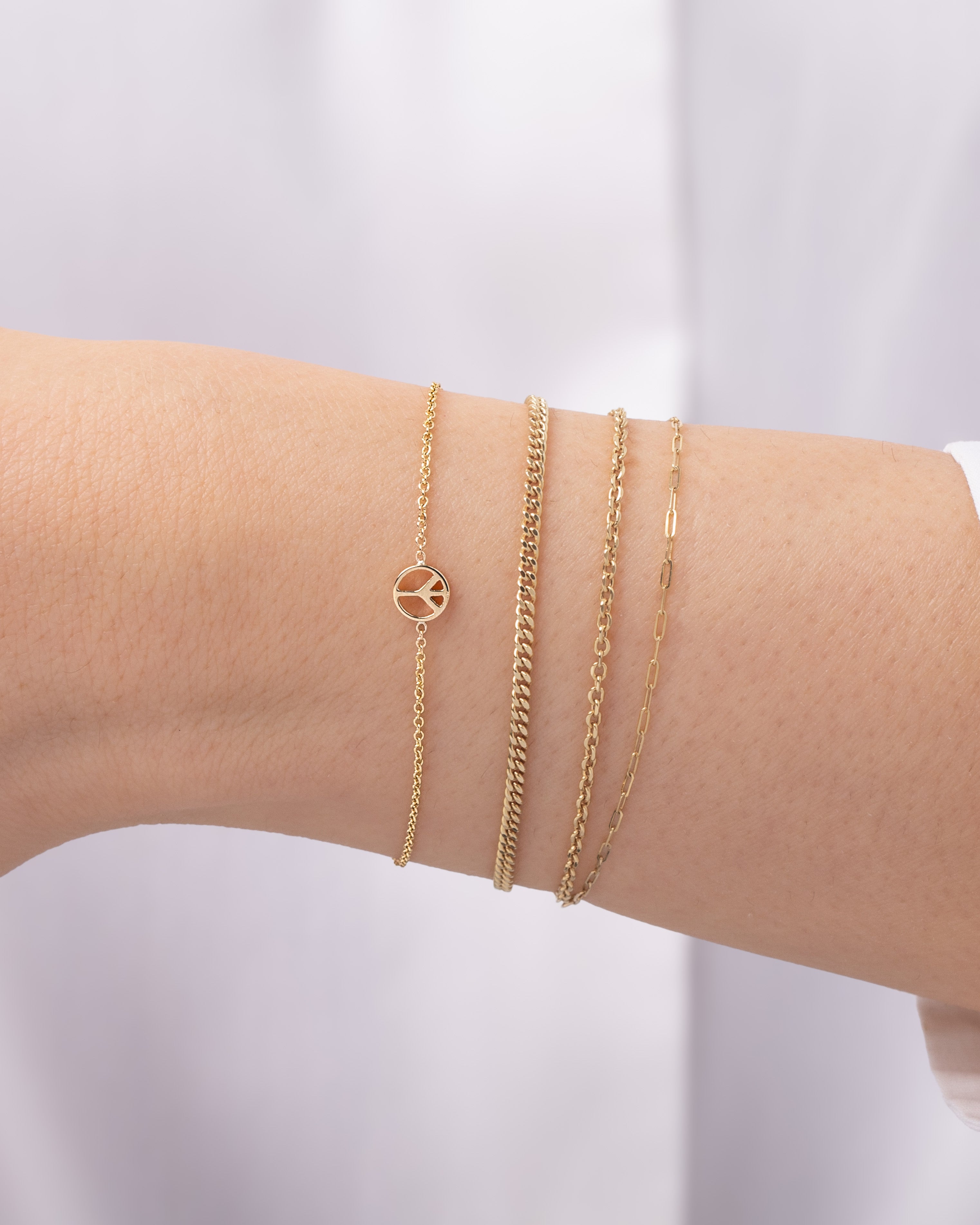 14k Gold Tiny Peace Bracelet Zoe Lev Jewelry