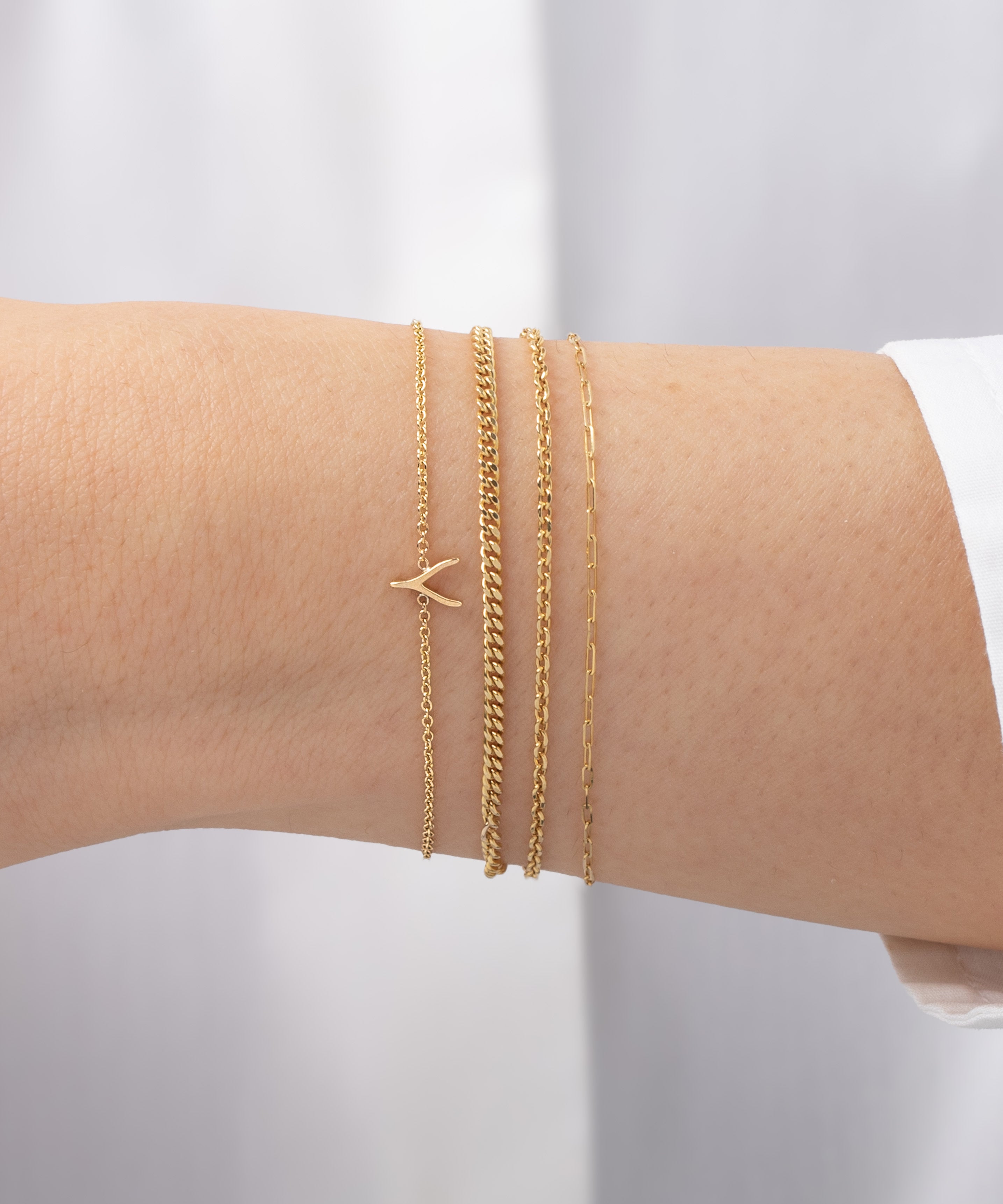 14k Gold Tiny Wishbone Bracelet Zoe Lev Jewelry