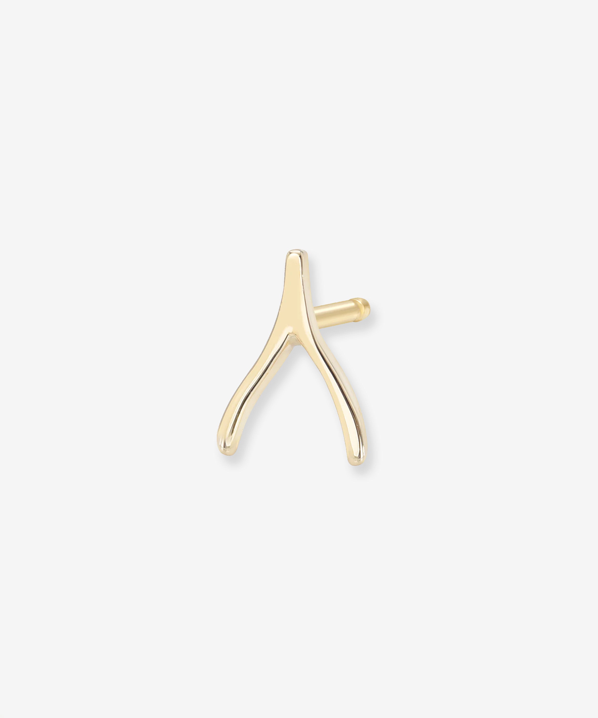 14k Gold Tiny Wishbone Stud Earring Zoe Lev Jewelry