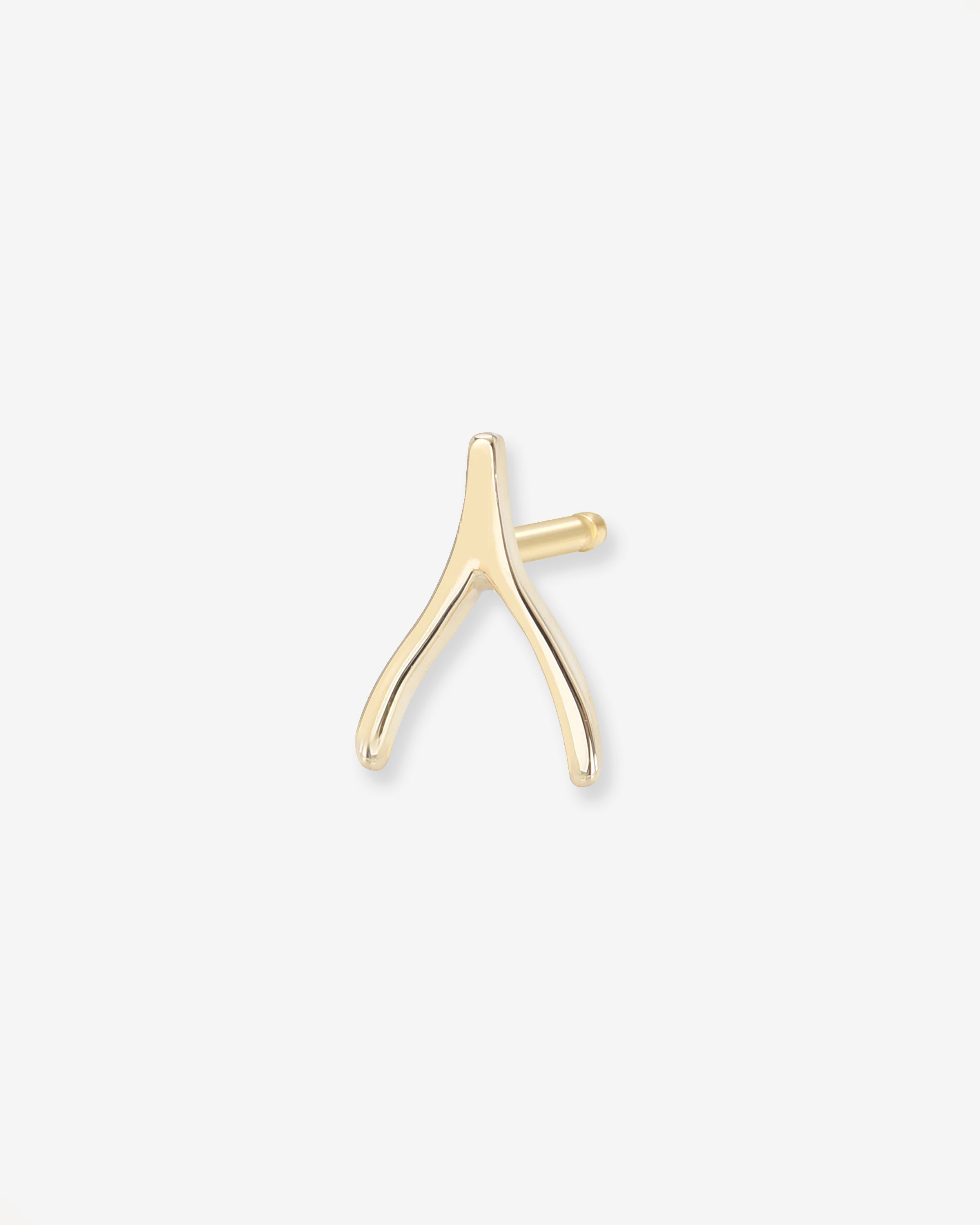 14k Gold Tiny Wishbone Stud Earring Zoe Lev Jewelry