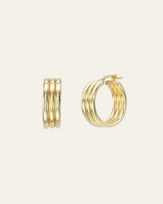 14k Gold Trio Hoop Earrings