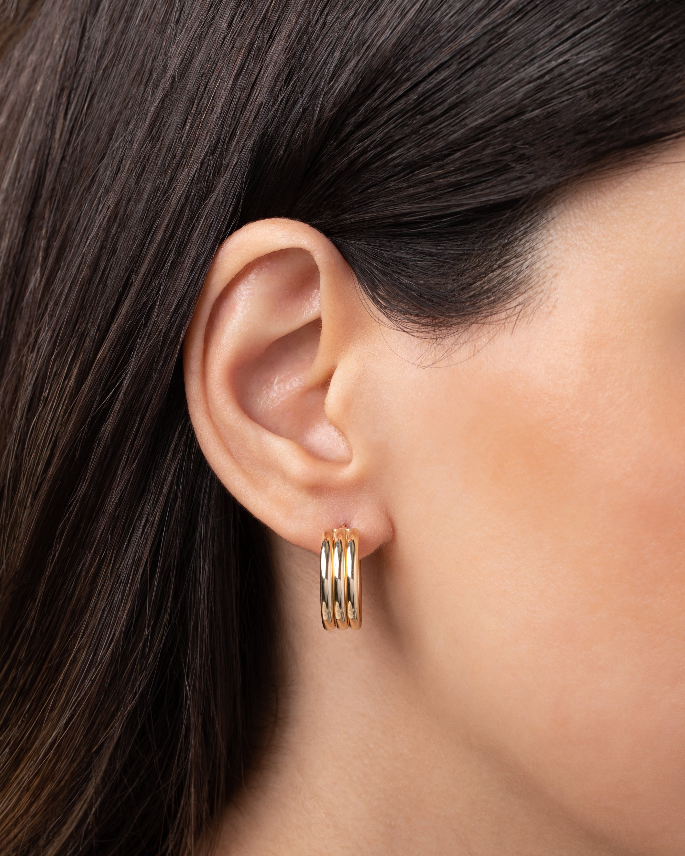 14k Gold Trio Hoop Earrings Hoops & Huggies Zoe Lev Jewelry