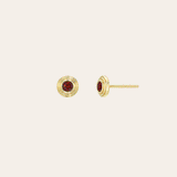 14k Gold Triple Birthstone Bezel Studs Personalized Zoe Lev Jewelry