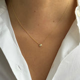 14k Gold Triple Birthstone Bezel Necklace Personalized Zoe Lev Jewelry