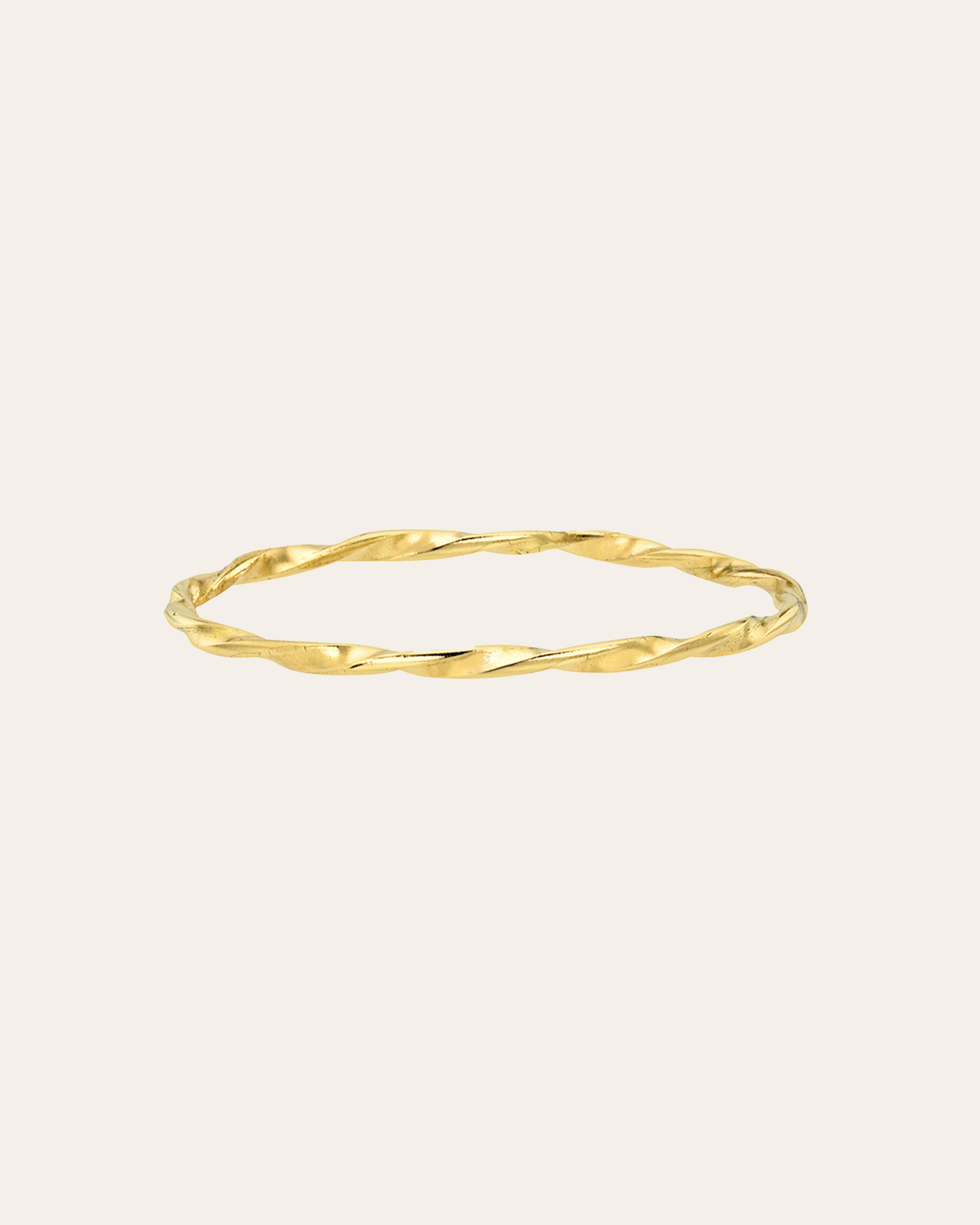14k Thin Twisted Stacking Band - Size 7 SAMPLE SALE Zoe Lev Jewelry
