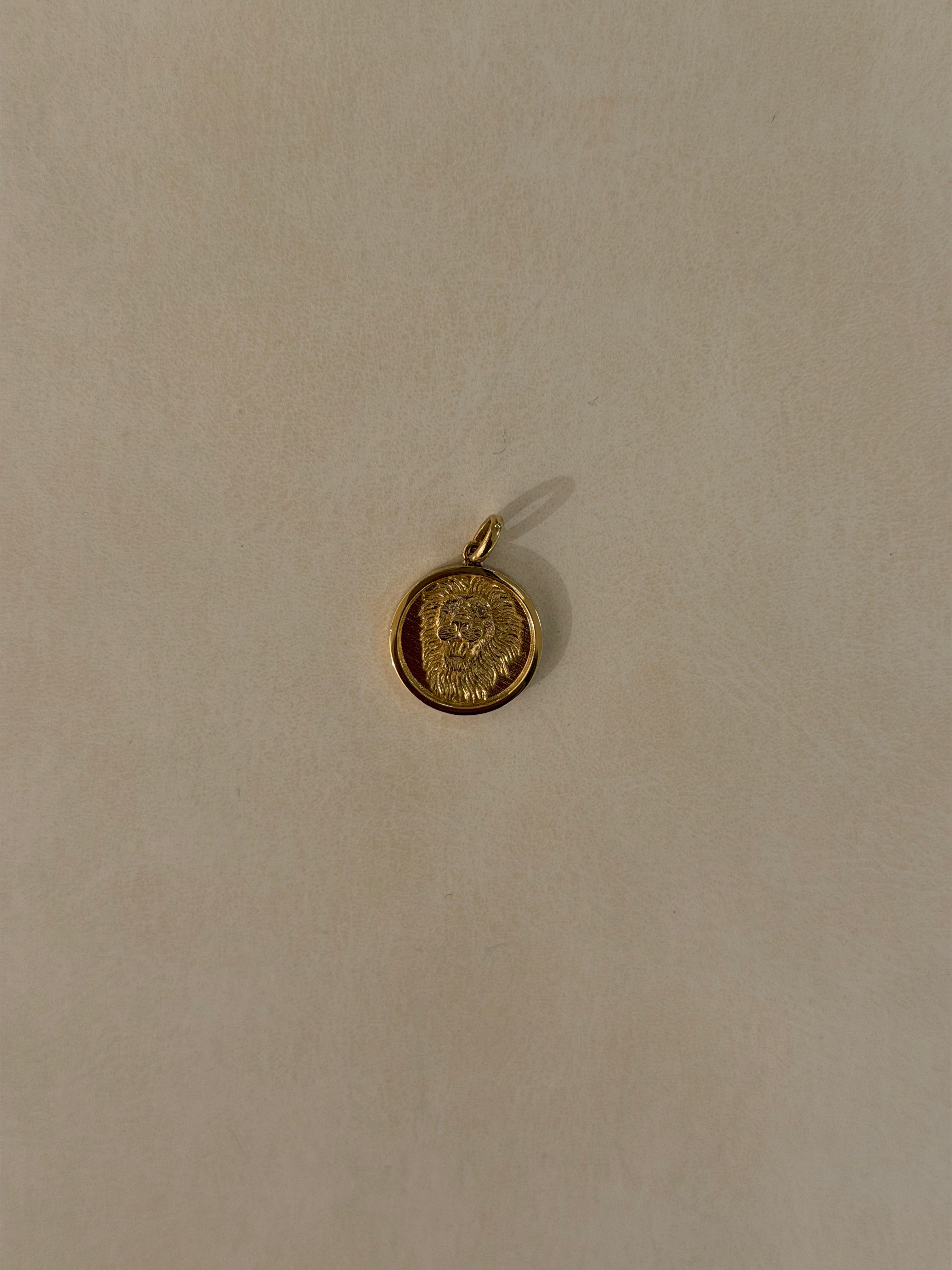 14k Gold and Diamond Lion Medallion Pendant SAMPLE SALE Zoe Lev Jewelry